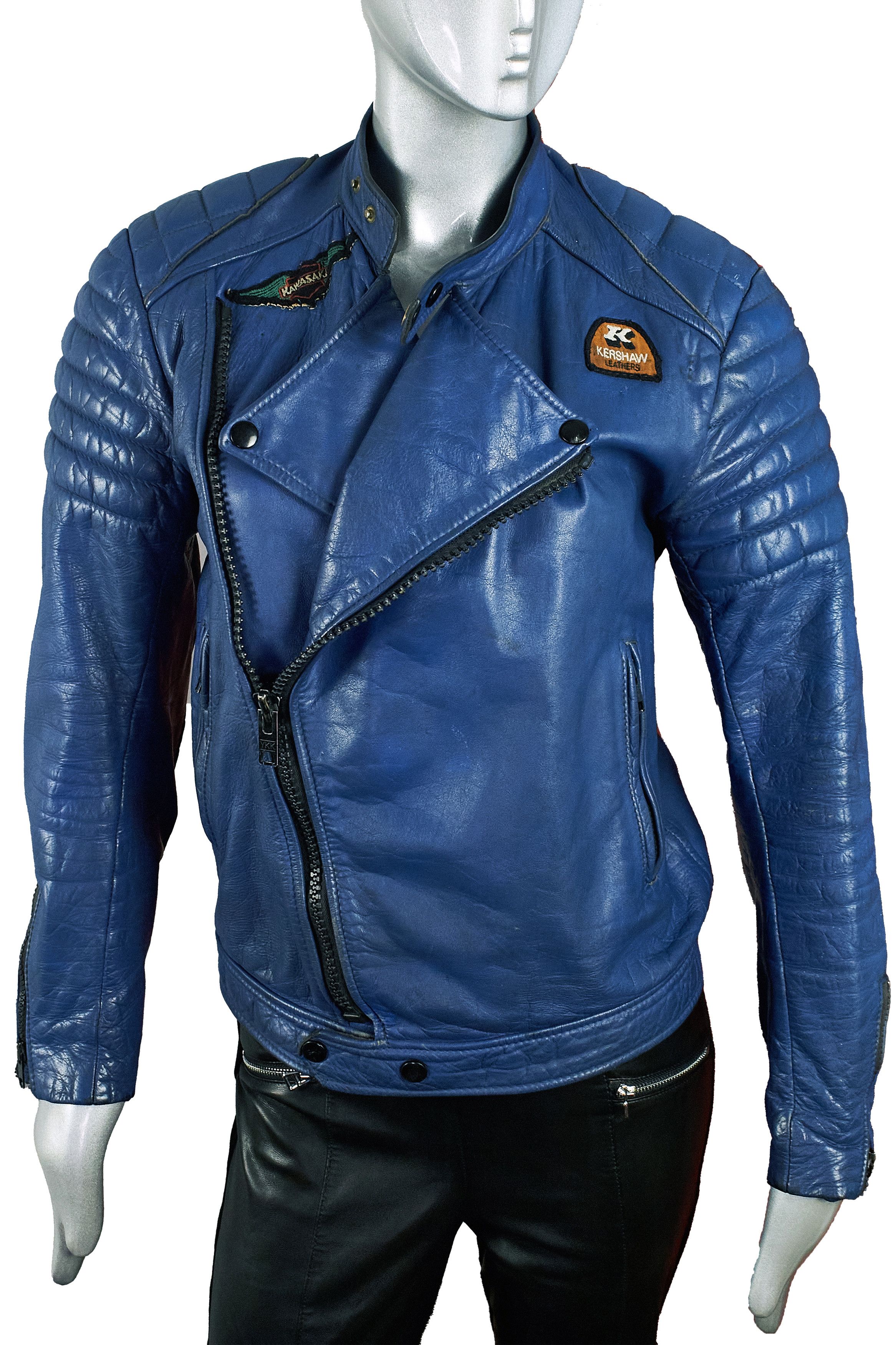 Vintage Rare Vintage 70s Kershaw Leather Blue Biker Jacket Size S / US 4 / IT 40 - 6 Thumbnail