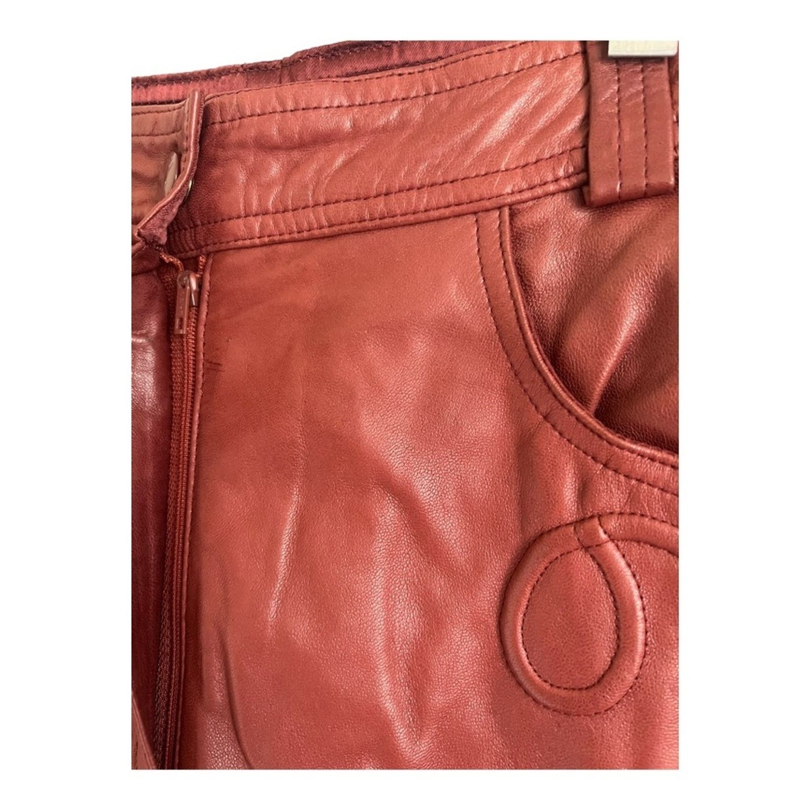 Escada 90s Escada 90s Brown Leather High Waisted Pant Size 34(US S) Size 25" / US 0 / IT 36 - 6 Thumbnail
