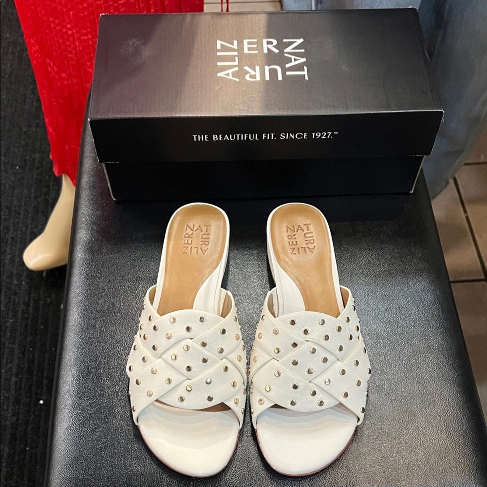 Other Naturalizer White Studded Mules Size US 9 / IT 39 - 4 Thumbnail