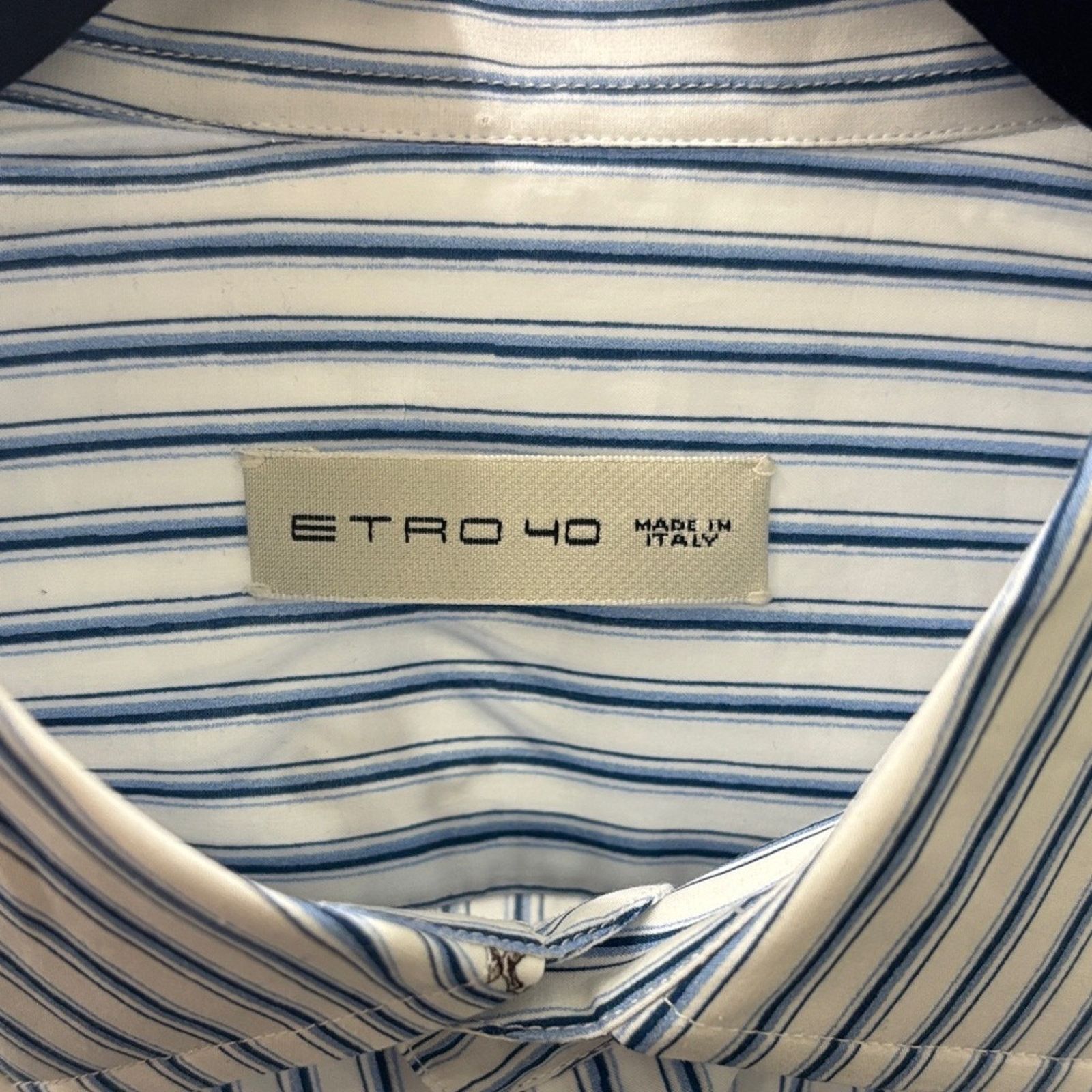 Etro NWT Etro Blue and White Striped Men's Shirt Size 40 M Size US M / EU 48-50 / 2 - 2 Thumbnail