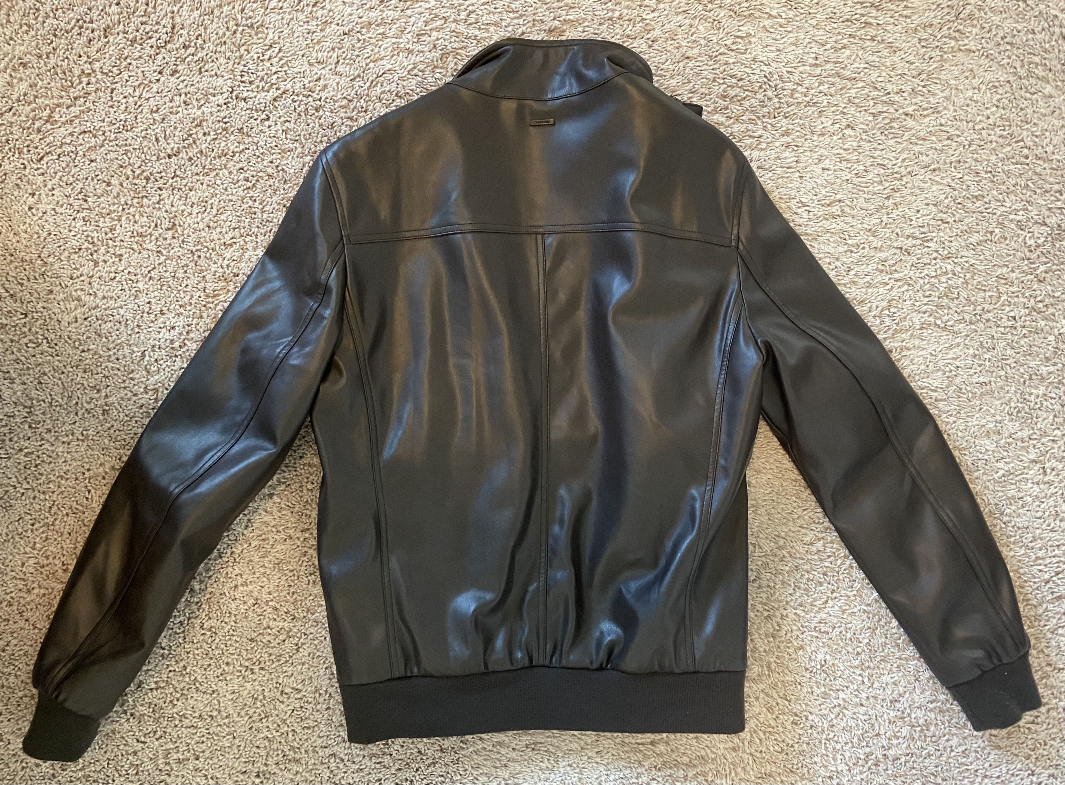 Calvin Klein CALVIN KLEIN LEATHER JACKET BROWN SIZE MEDIUM
