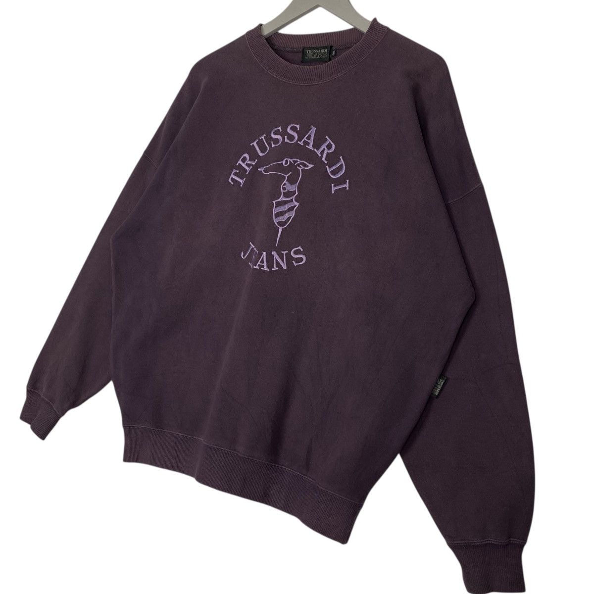 Vintage Vintage 90s Trussardi Sweatshirt Crewneck Purple Big Logo Size US L / EU 52-54 / 3 - 2 Thumbnail