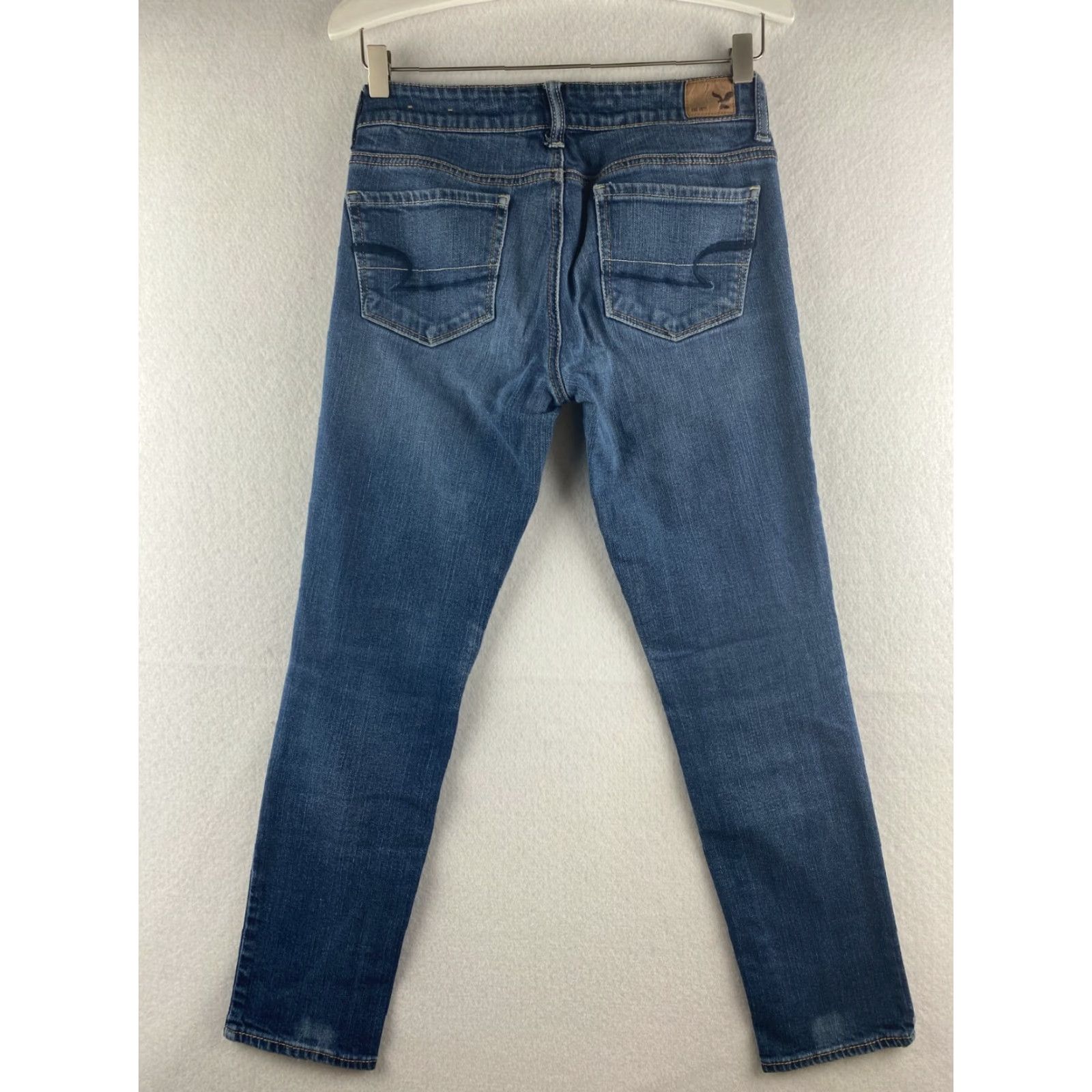 American Eagle Outfitters American Eagle Outfitters Jeans Womens 2 Denim Dark Wash Distressed Blue Skinny Stretch Size 28" / US 6 / IT 42 - 7 Thumbnail