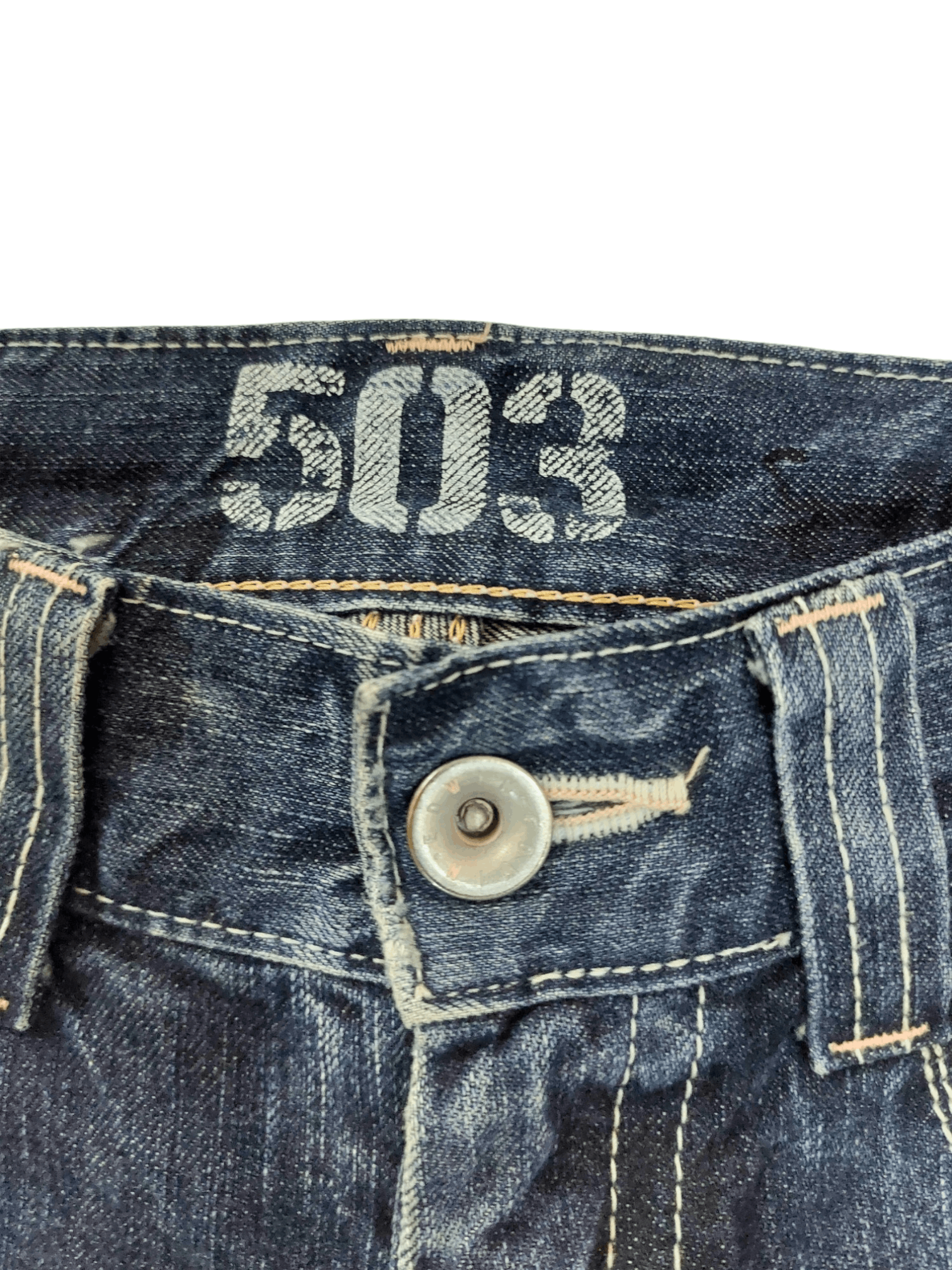 Edwin × Japanese Brand Flare Edwin 503 Blue Trip Buckle Back Denim Size 28" / US 6 / IT 42 - 10 Thumbnail