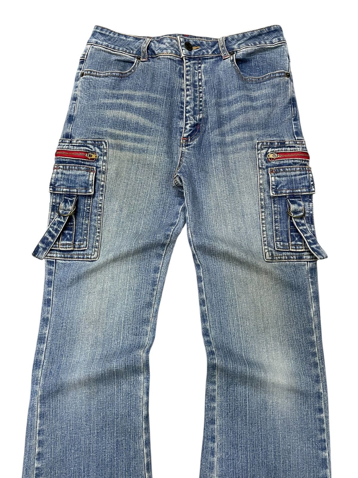 Japanese Brand × Le Grande Bleu (L.G.B.) × Tornado Mart Strech Cargo Flare Multi Pocket Jeans Size US 27 - 6 Thumbnail