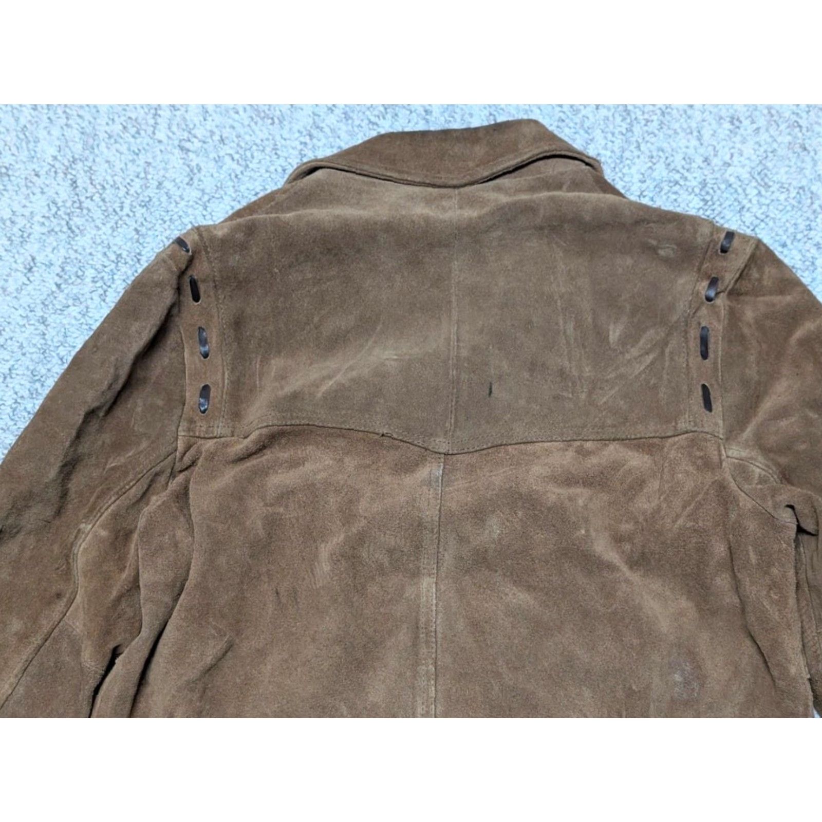Vintage VINTAGE Field & Stream WESTERN Shirt Mens 42 Brown Leather Split-Suede Cowhide Trucker Jacket Cowhide 42 Brown Western Mens XS? Size US M / EU 48-50 / 2 - 5 Thumbnail