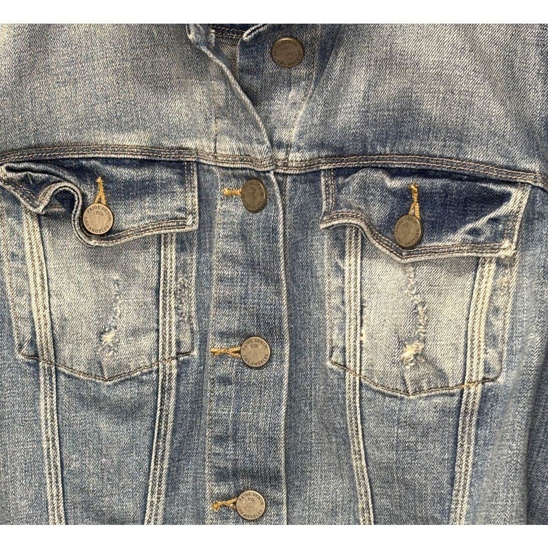 Paige PAIGE Denim Jean Jacket Madigan Distressed Trucker | Size L Size L / US 10 / IT 46 - 3 Thumbnail