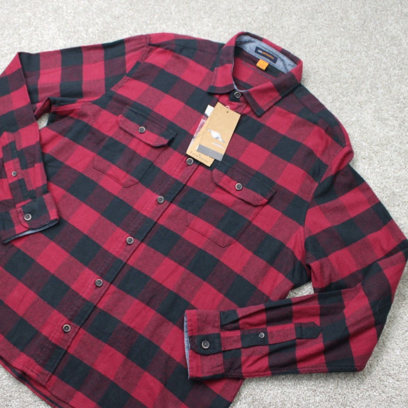 Vintage VINTAGE Tailor Vintage Shirt Mens Large Red/Black Plaid Long Sleeve NWT Buffalo Airotec Cotton Knit Button-Up Size US L / EU 52-54 / 3 - 3 Thumbnail