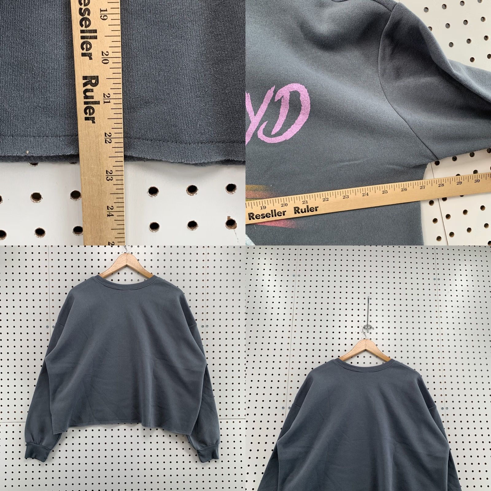 Vintage Pink Floyd Sweatshirt Gray Crew Neck Pullover Womens L 7x22.5 NWT Cropped NEW Size L / US 10 / IT 46 - 10 Thumbnail