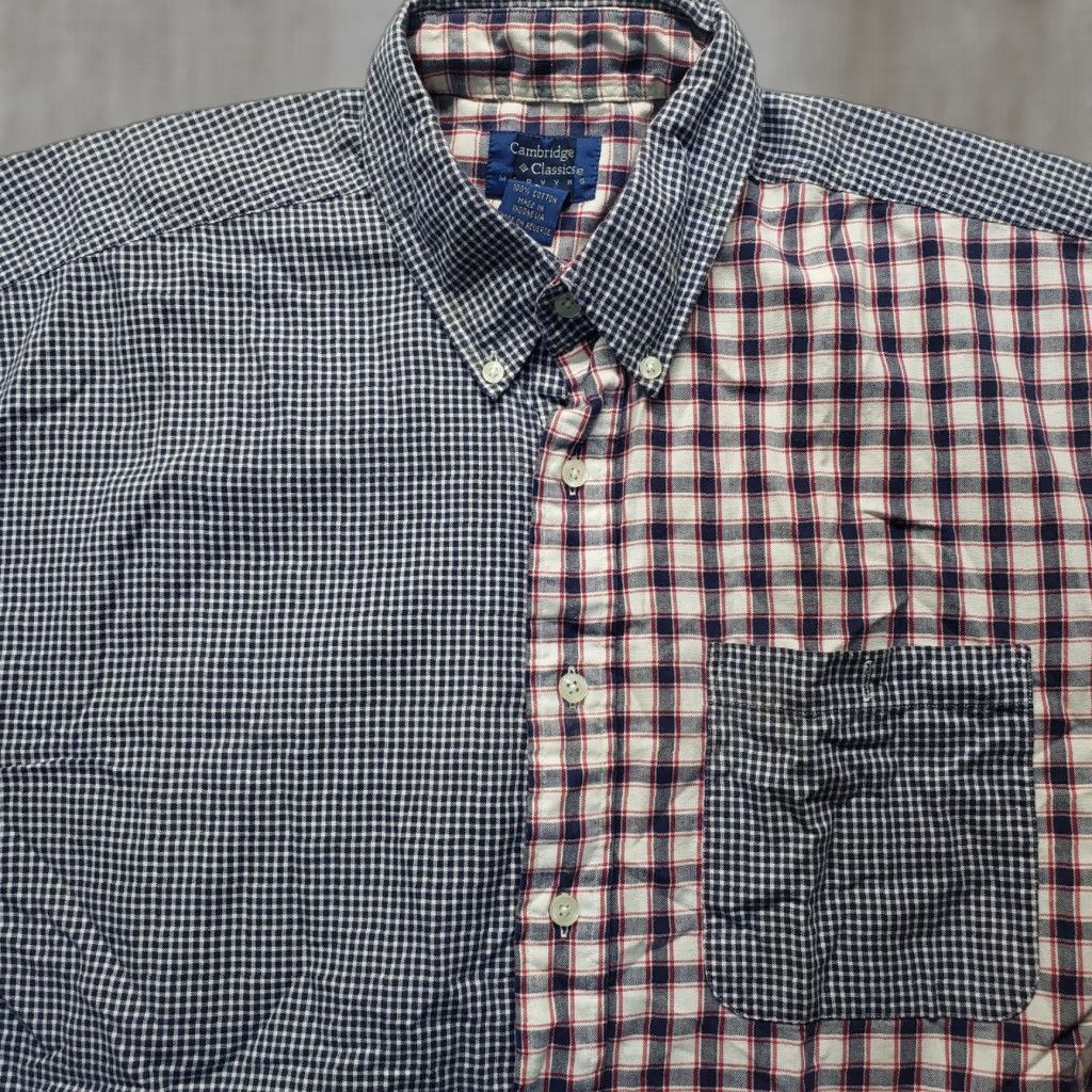 Vintage Cambridge Classics Shirt Men L Gray Red White Plaid Button-Up Short Sleeve Casual Workwear Spreading Classic Mens Size US L / EU 52-54 / 3 - 1 Thumbnail