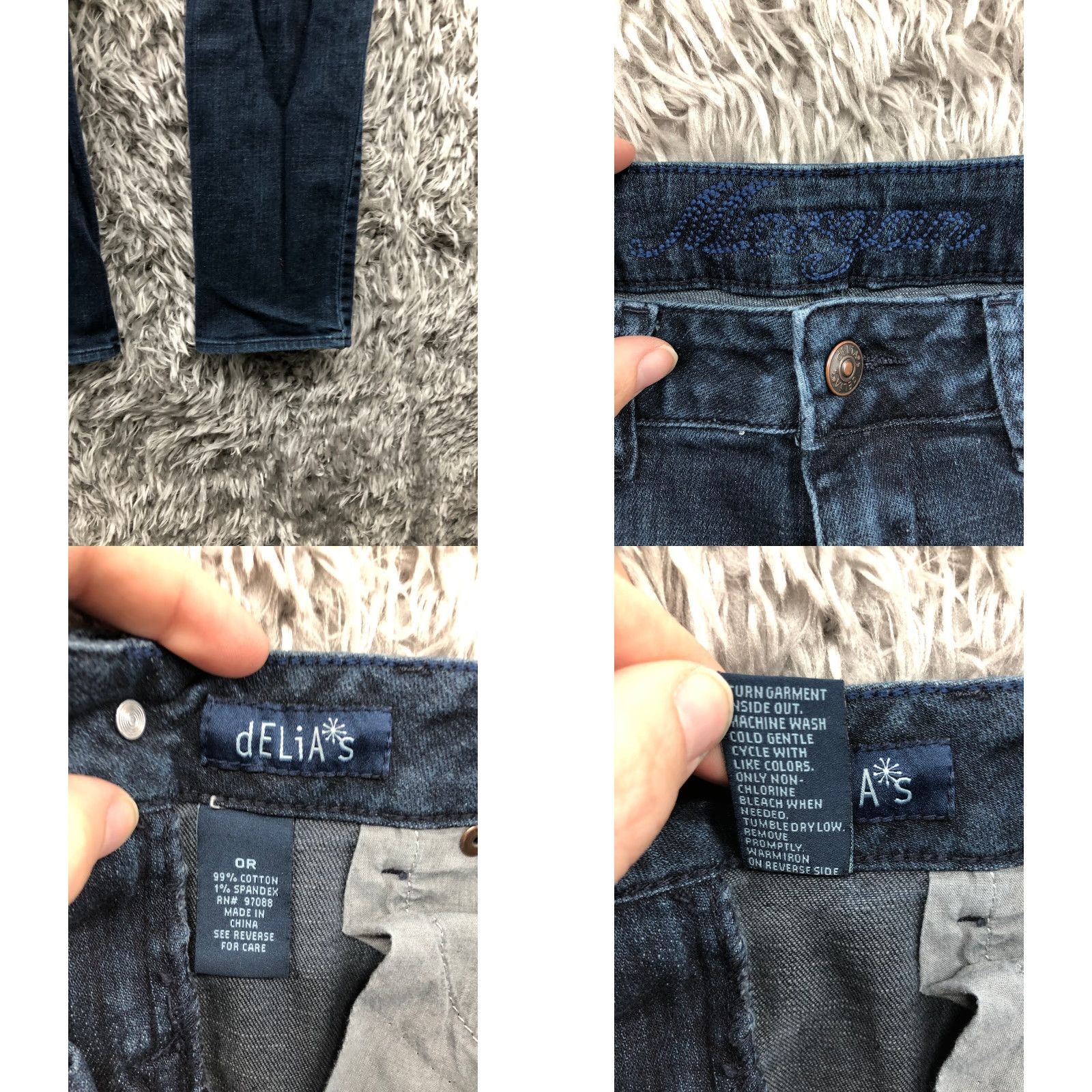 Denime dELiA*s Jeans 0 Juniors Mid Rise Dark Wash Blue Denim Skinny Size 25" / US 0 / IT 36 - 8 Thumbnail