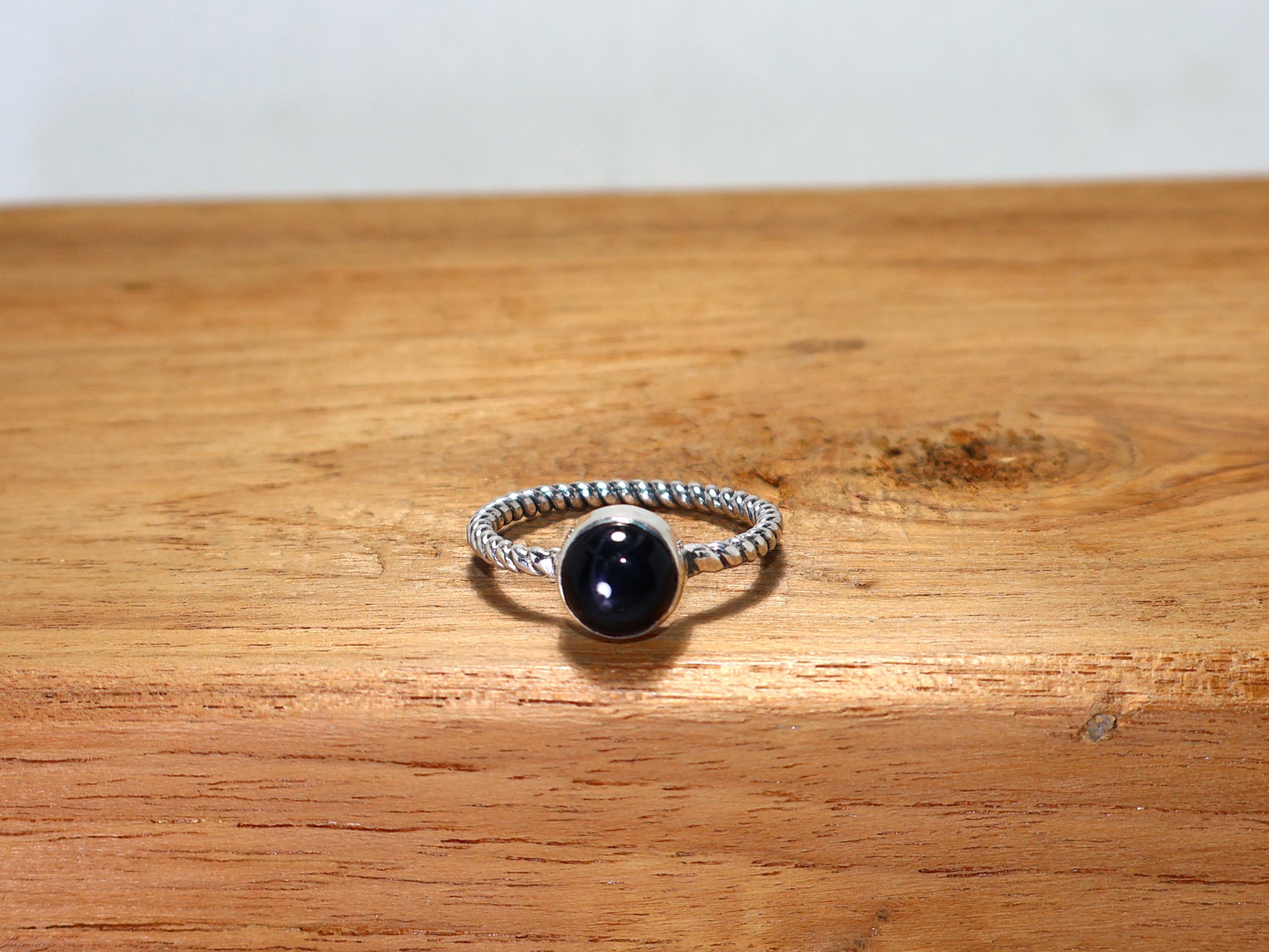 Handmade Black Onyx Ring, Sterling Silver Ring, Stacking Ring Size ONE SIZE - 1 Thumbnail