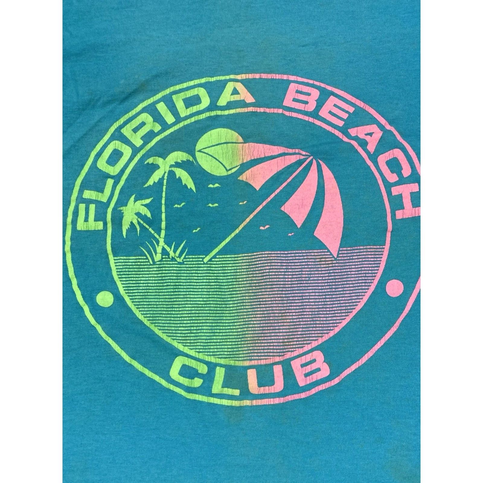 Vintage VINTAGE Screen Stars T-Shirt Florida Beach Club Graphic Crew Neck Short Sleeve XL Blue 90s USA Men Slim Size US XL / EU 56 / 4 - 2 Thumbnail