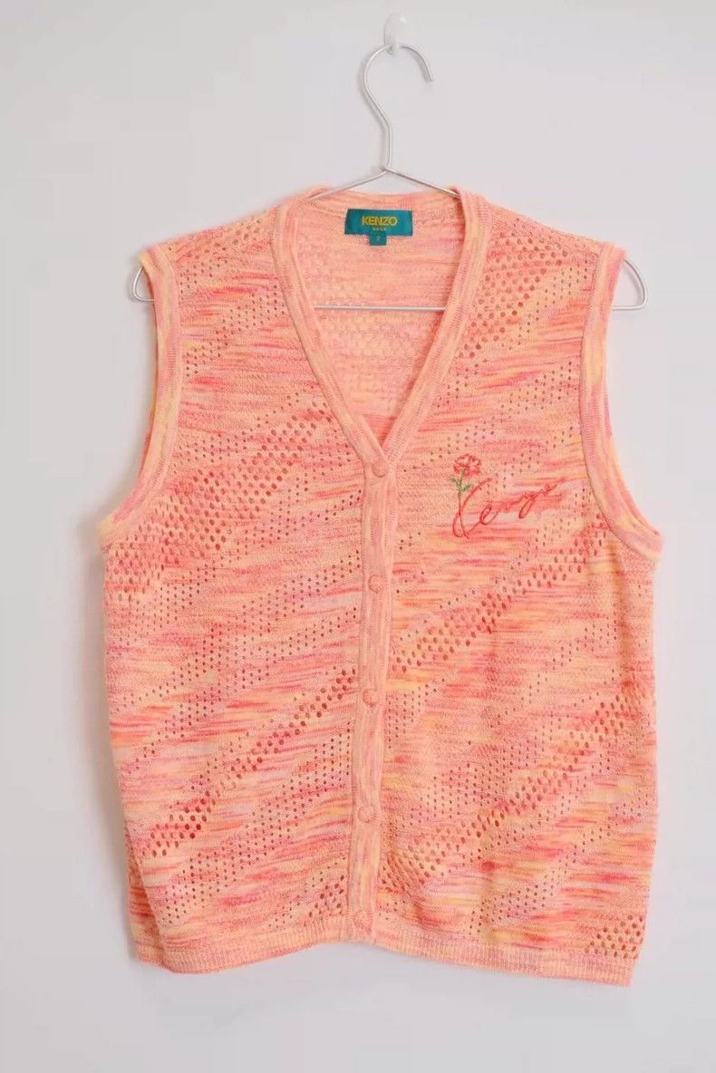 Kenzo KENZO Orange pink lace knit rose vest Size M / US 6-8 / IT 42-44 - 6 Thumbnail