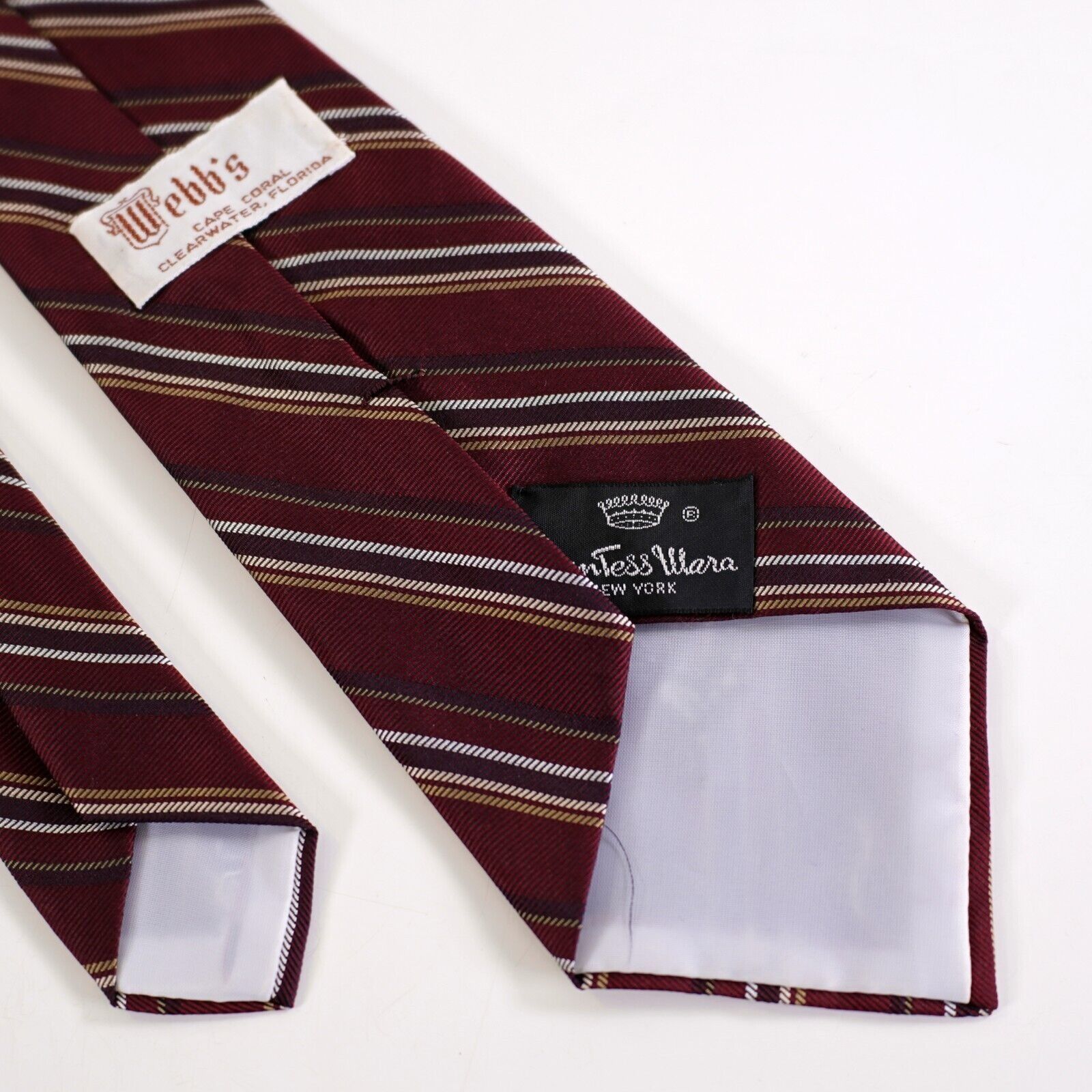 Countess Mara Countess Mara Moroon Red Woven Striped Short Silk Tie Size ONE SIZE - 5 Thumbnail