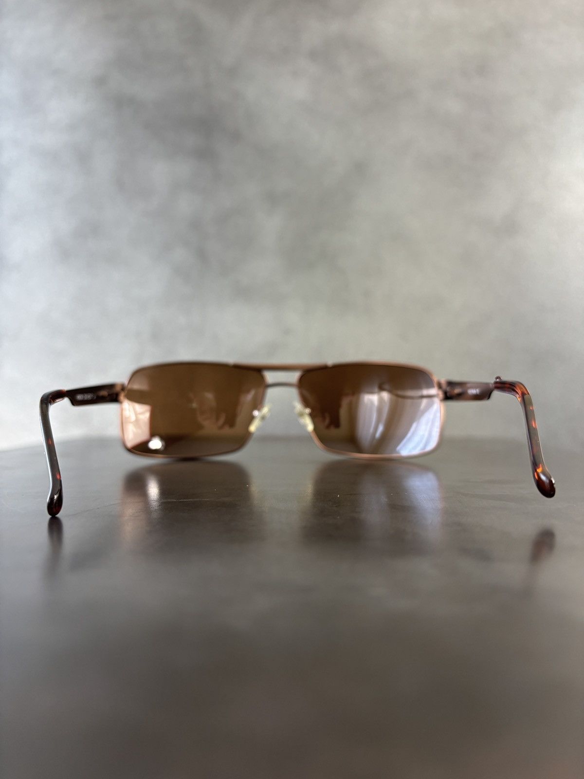Designer Hoffman Sunglasses Aviators Bronze Metal Wrap Shield 90s Size ONE SIZE - 11 Thumbnail
