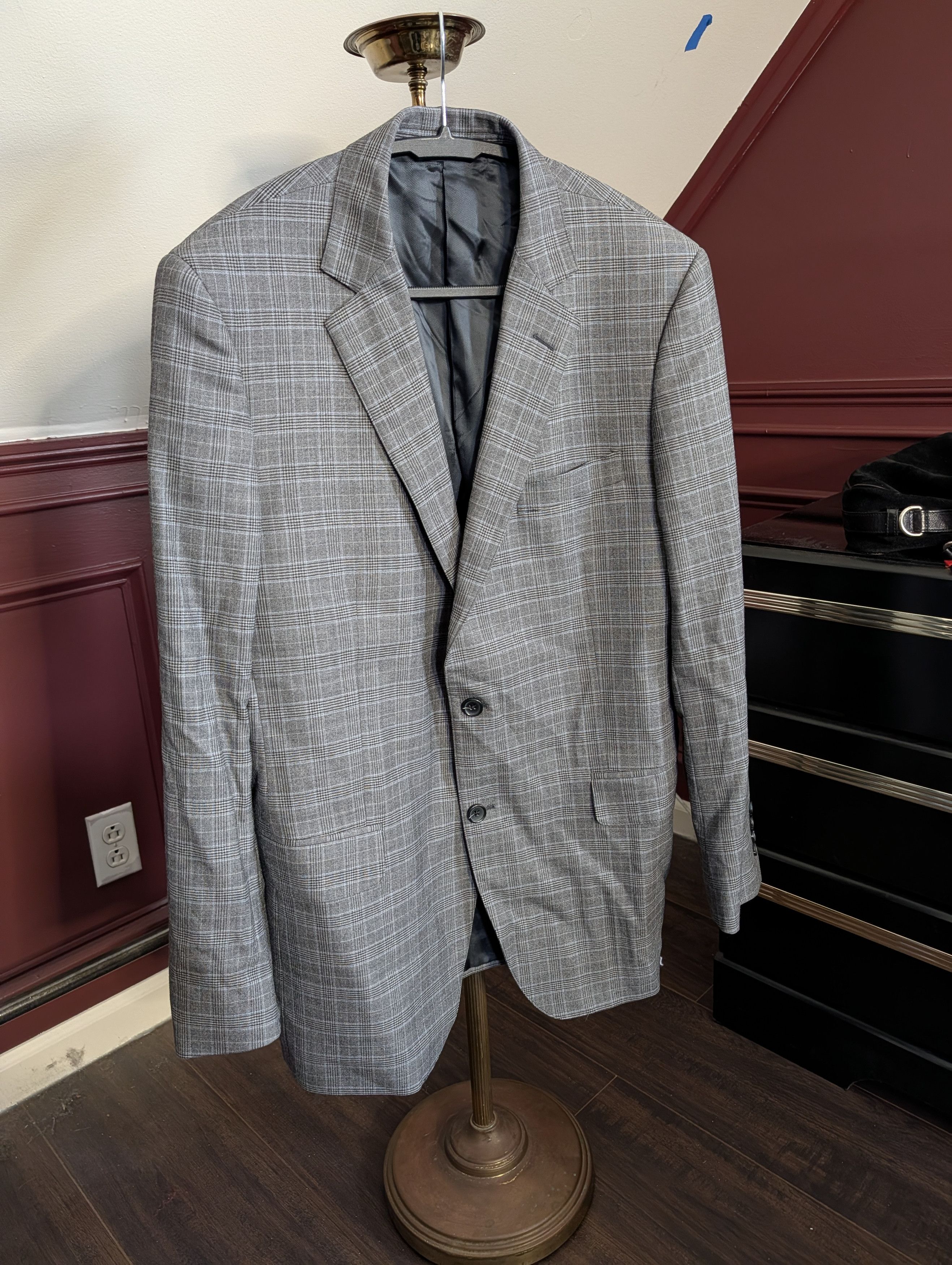 Brooks Brothers 1818 Fitzgerald made in Italy gray plaid 2pc suit 42L Size 42L - 2 Thumbnail