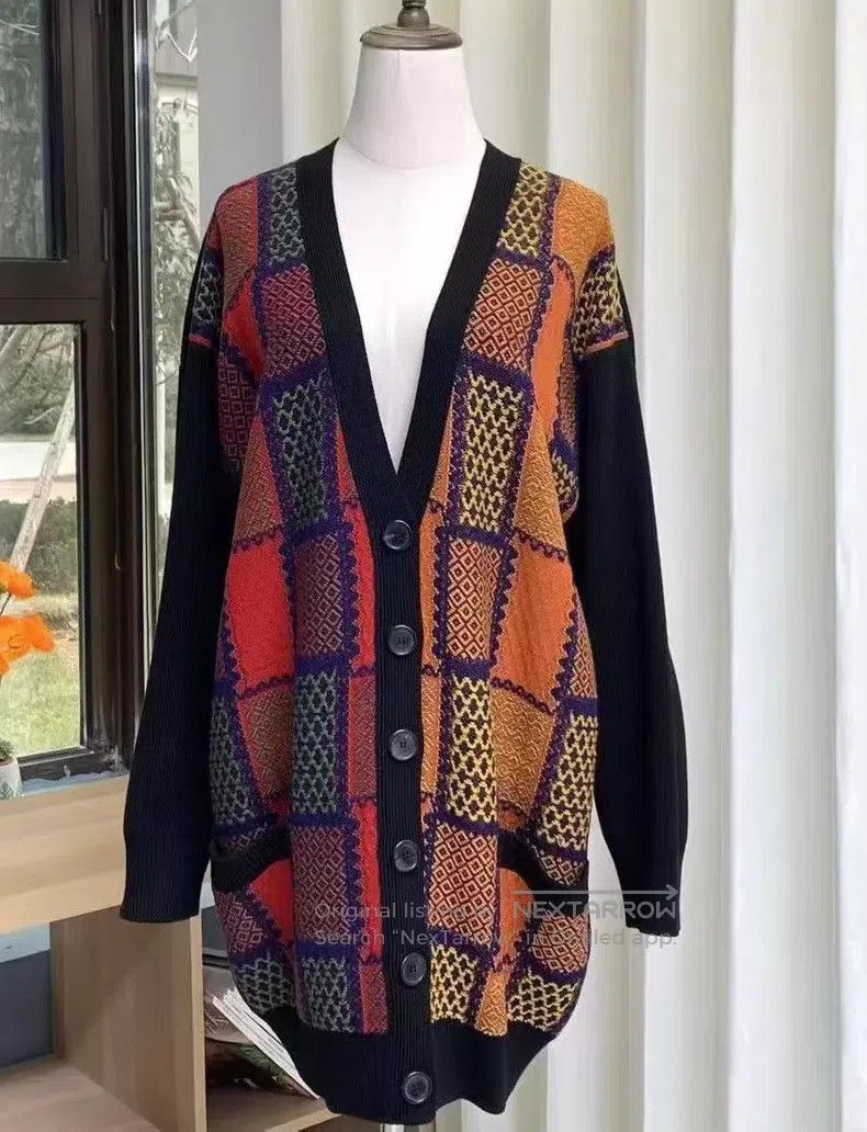 Loewe Loewe Multicolored Loose Long Cardigan Wool Sweater Size S / US 4 / IT 40 - 2 Thumbnail