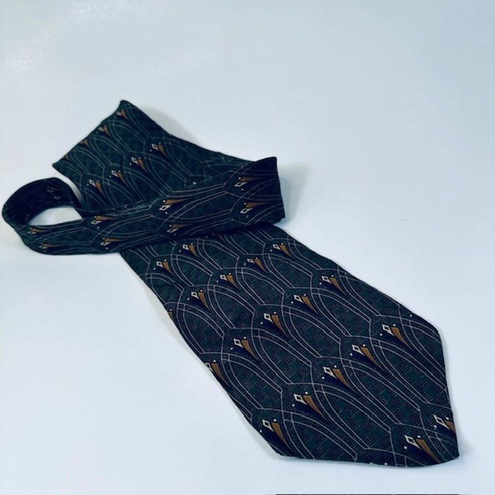 Etienne Aigner Heritage by Etjenne Aigner Tie Silk Costa Rica Green Geo Size ONE SIZE - 4 Thumbnail