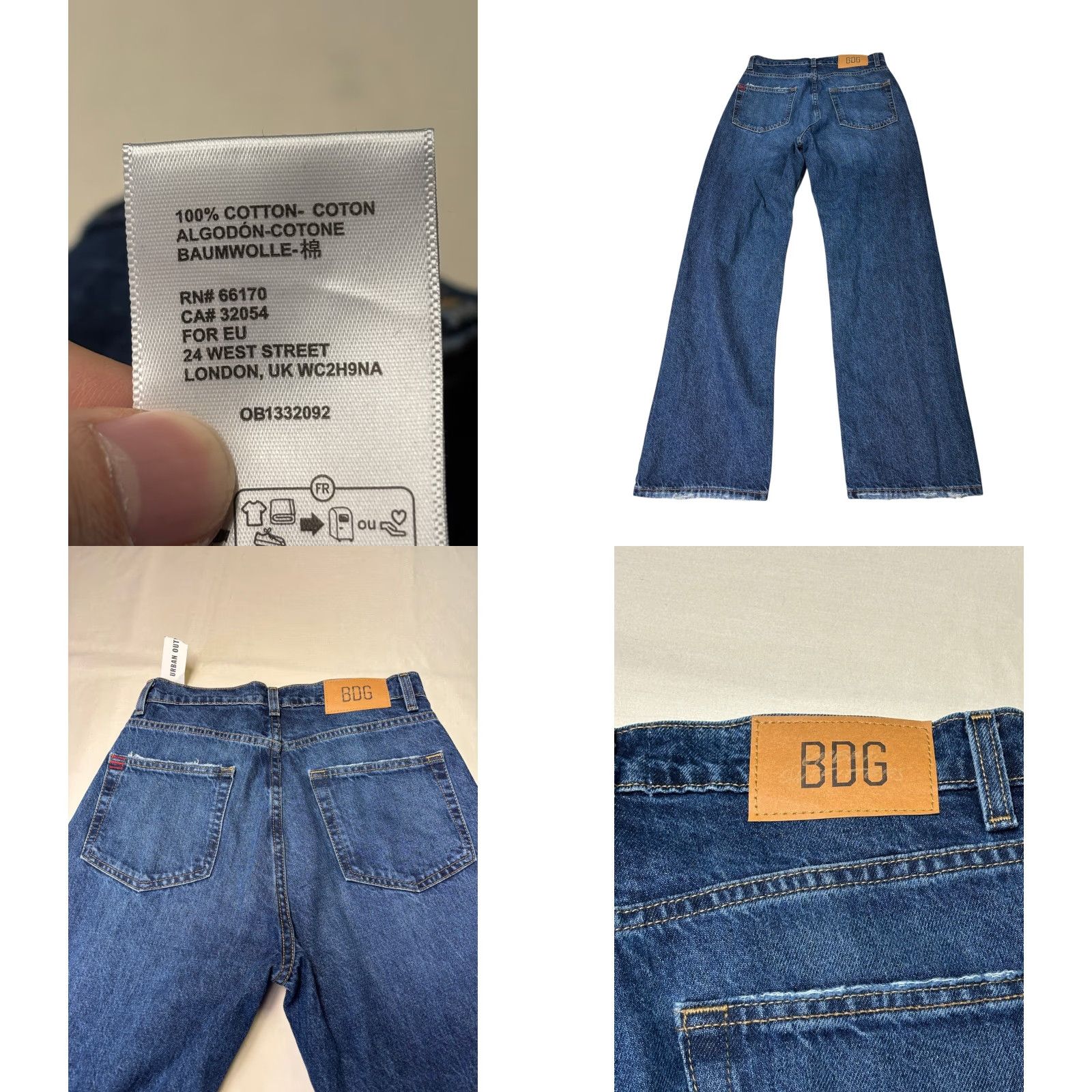 Bdg BDG Cowboy Jeans Denim Dark Wash High Rise Wide-Leg Distressed 28X30 Womens 5-Pocket Belt Leather Patch 100% Cotton Jeans | Cowboy, 90s Size 28" / US 6 / IT 42 - 8 Thumbnail