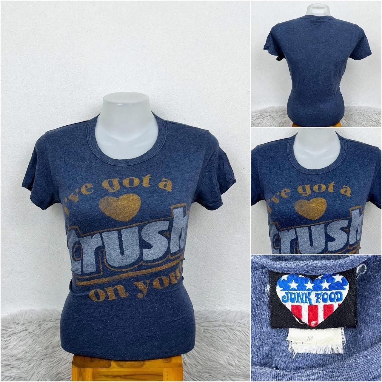 Junk Food JUNK FOOD navy blue graphic tee with text and heart design❣️ Size M / US 6-8 / IT 42-44 - 7 Thumbnail