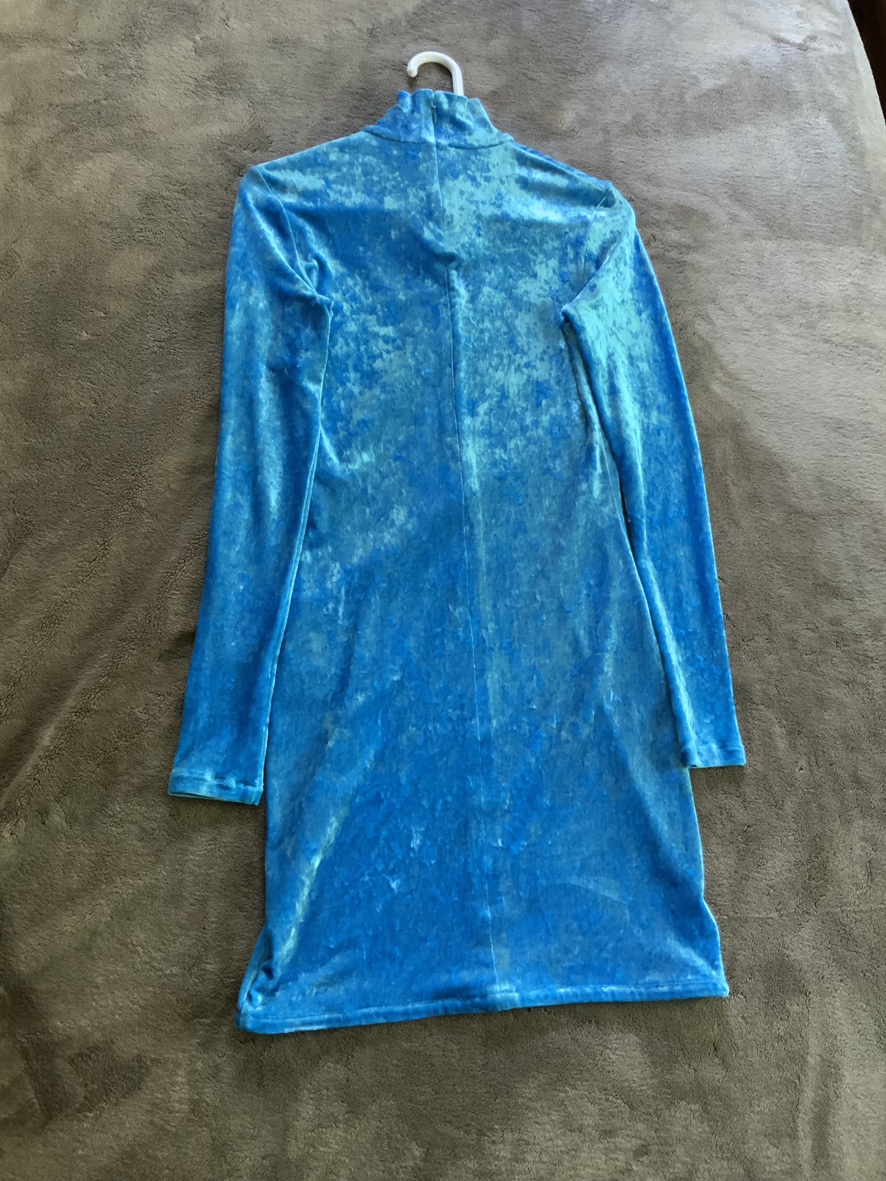 Balenciaga Velvet Turtleneck Mini Dress NWT Cyclades Blue Size M / US 6-8 / IT 42-44 - 10 Thumbnail