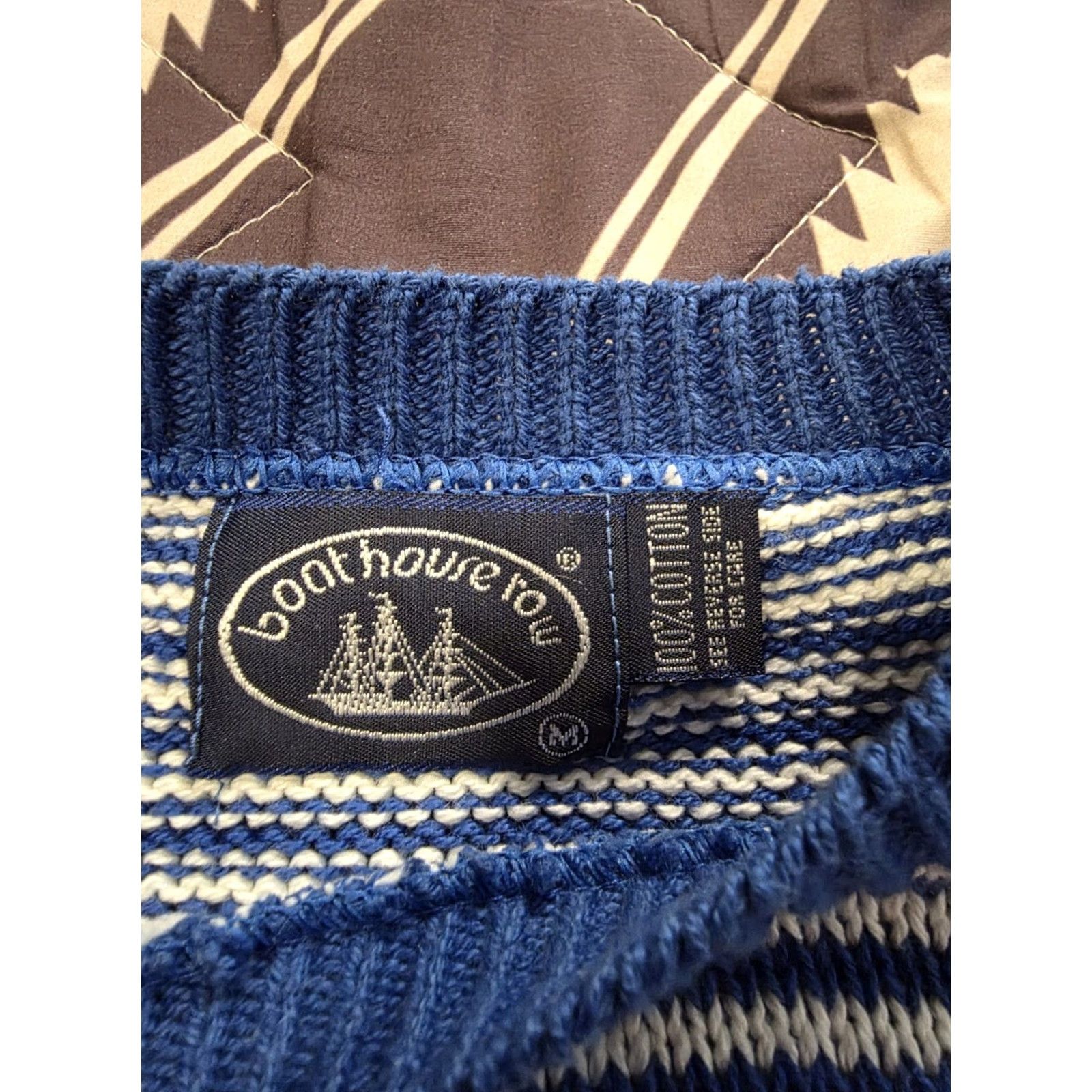 Vintage VINTAGE Boat House Row Striped Chunky-Knit Crewneck Sweater Mens Medium Blue 90s Preppy Casual Shirt/Jacket? Size US M / EU 48-50 / 2 - 7 Thumbnail