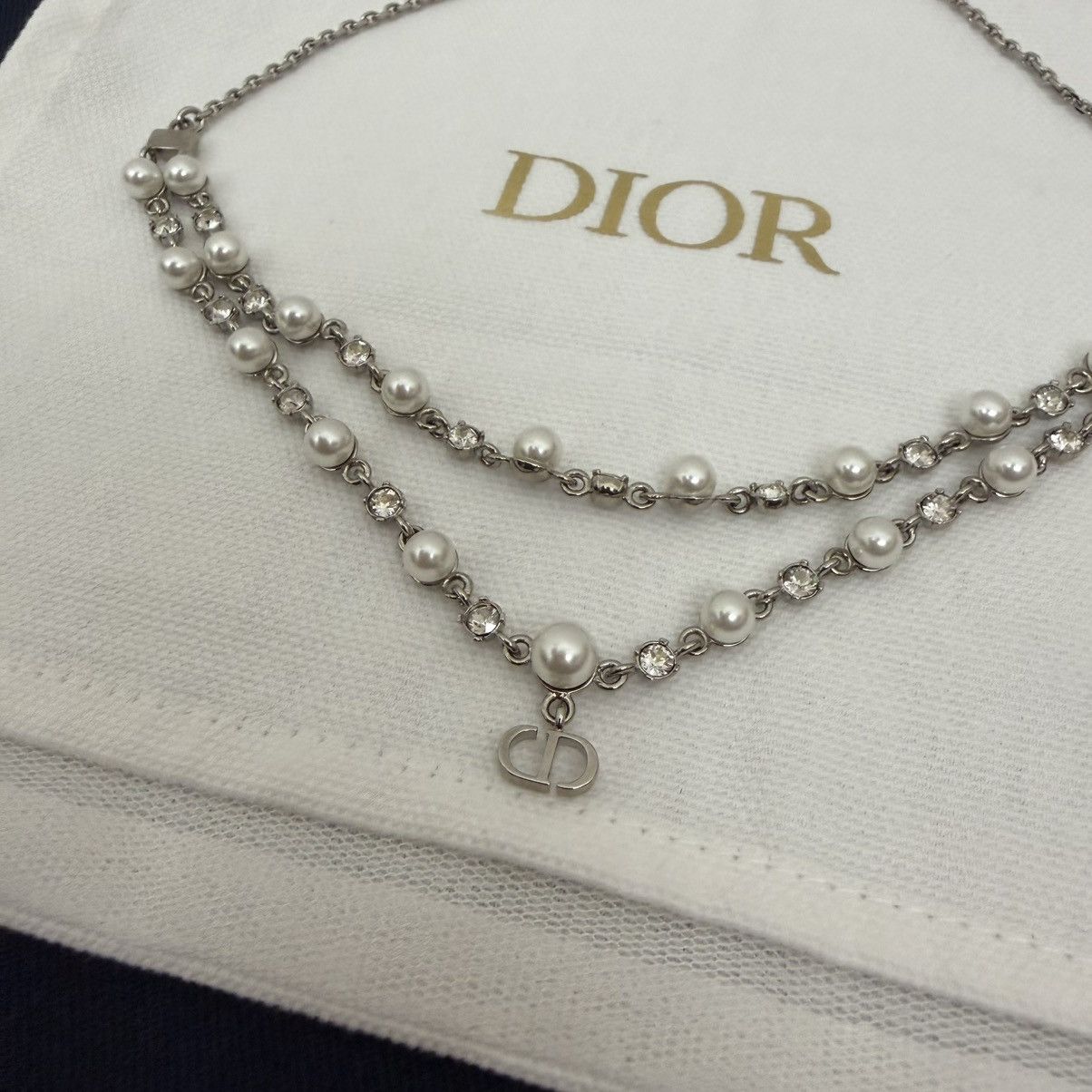 Dior Dior Petit CD Treasure Necklace Silver Pearls Crystals Size ONE SIZE - 5 Thumbnail
