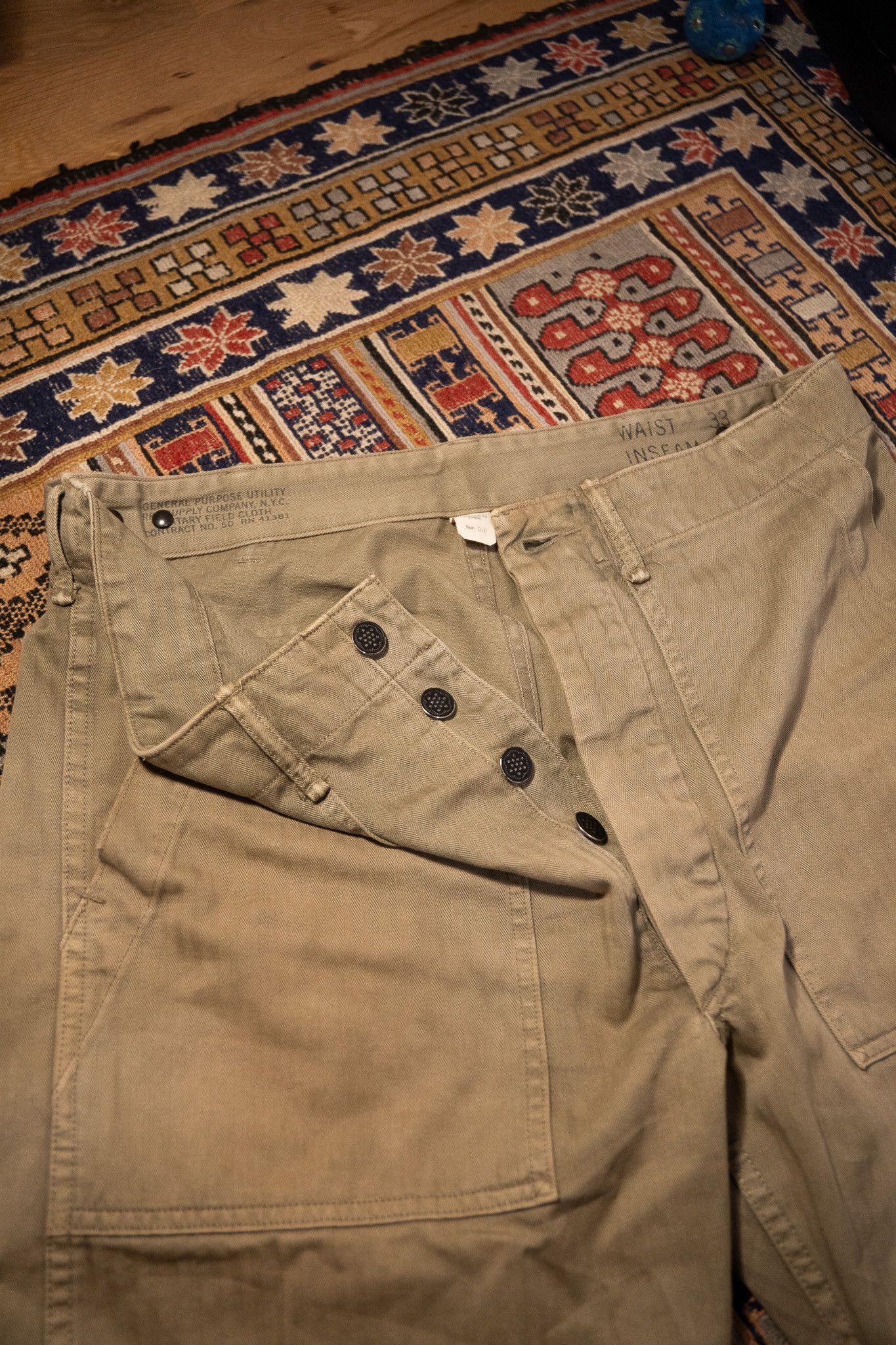 RRL Ralph Lauren RRL Olive Herringbone Trousers Size US 33 - 6 Thumbnail