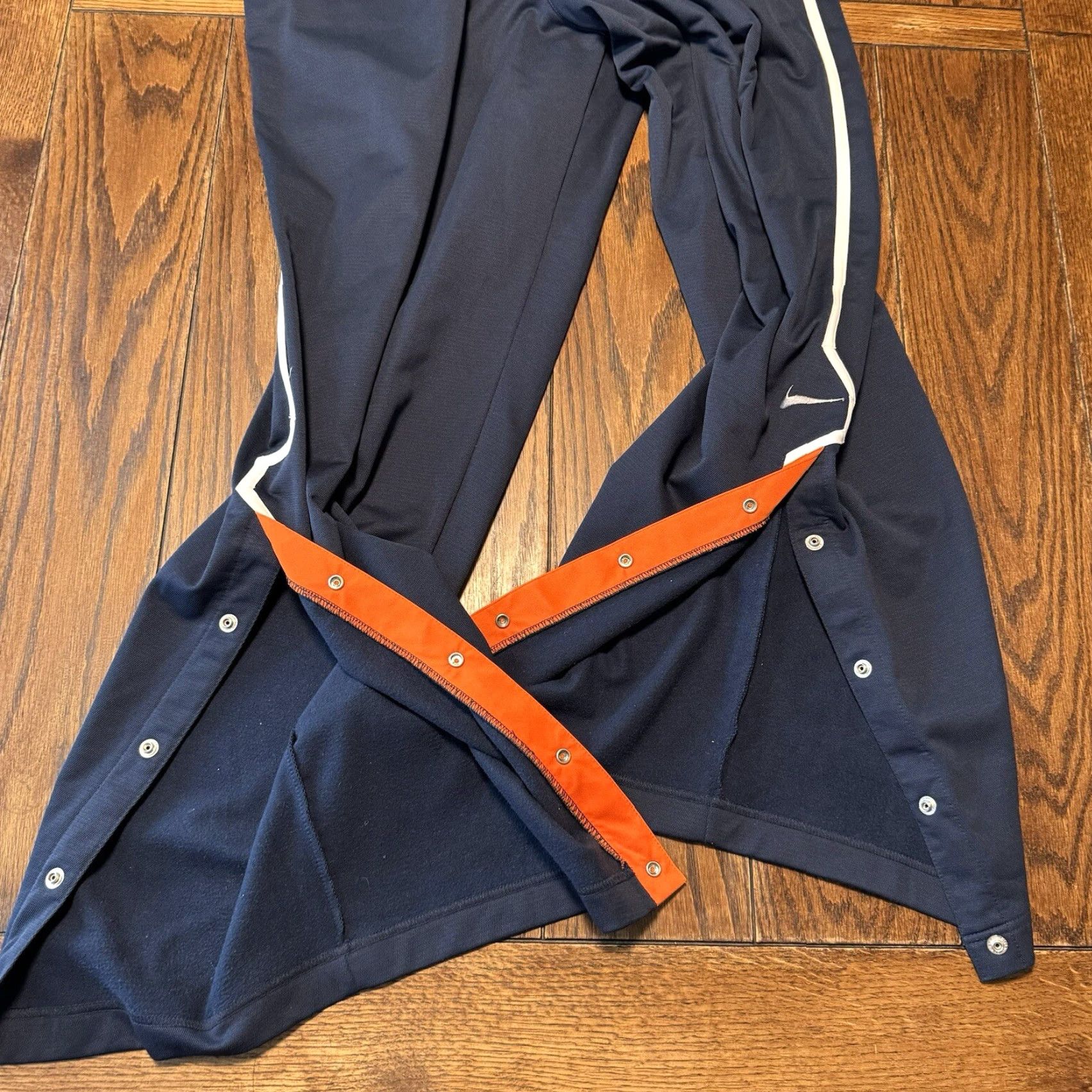 Nike VINTAGE Nike Elite Warmup Pants Mens XXL Blue White Orange Jogger Drawstring 90s Nike Mini Swoosh 33in Inseam Size US 39 - 3 Thumbnail