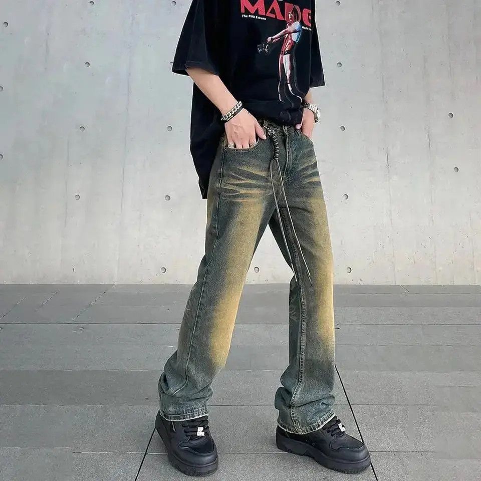 Fashion Flared Jeans for Men Baggy Wide Leg Street Vintage