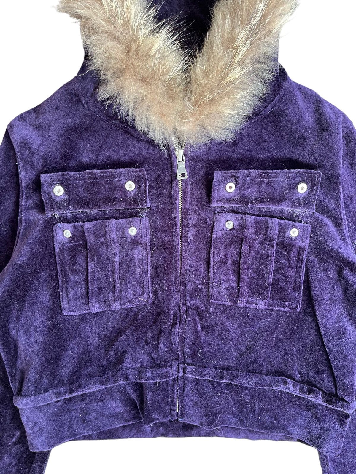 If Six Was Nine Vintage Japanese Brand LGB Style Velvet Crop Top Fur Hoodie Size L / US 10 / IT 46 - 7 Thumbnail