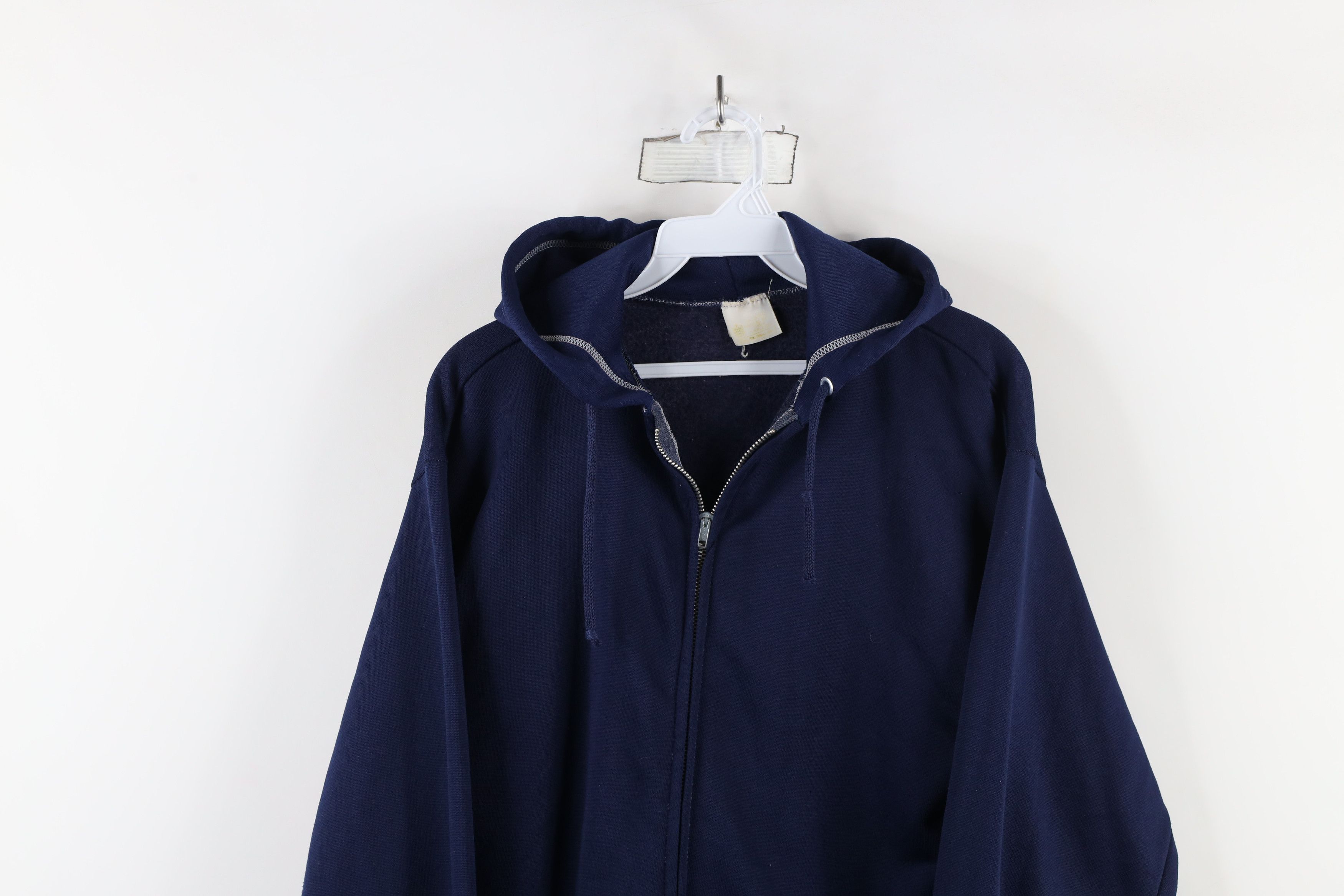 Vintage Vintage 70s Streetwear Full Zip Hoodie Sweatshirt Blue USA Size US XL / EU 56 / 4 - 2 Thumbnail