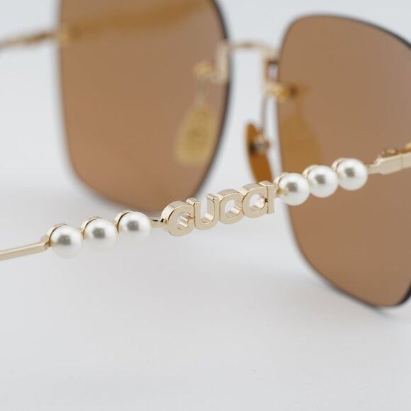 Gucci Gucci GG1923SA 003 Sunglasses Gold with Pearl Square Frame Size ONE SIZE - 6 Thumbnail
