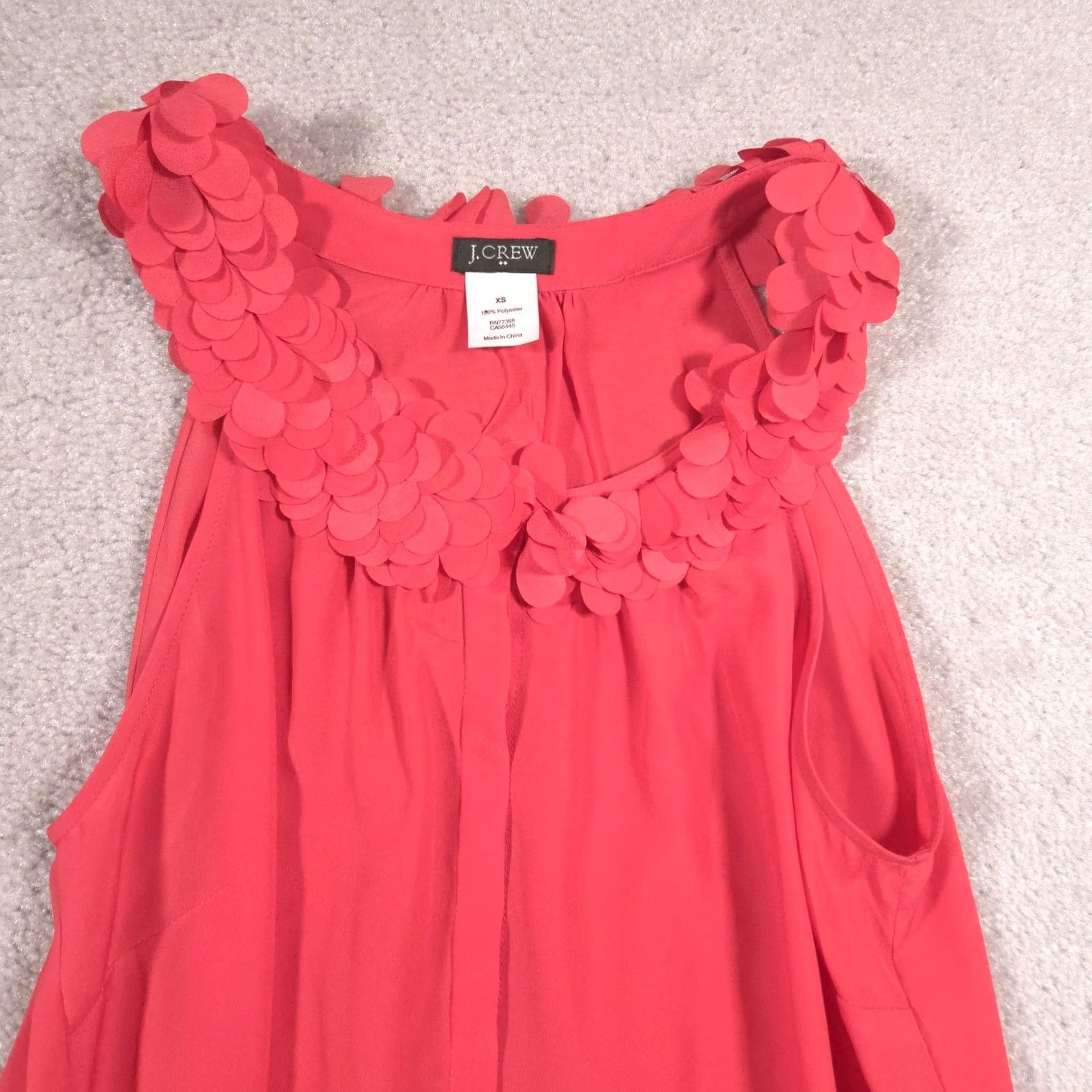 J.Crew J.CREW Tank Top Womens XS Pink Ruffle Scoop Neck Sleeveless Tunic Blouse Size XS / US 0-2 / IT 36-38 - 3 Thumbnail