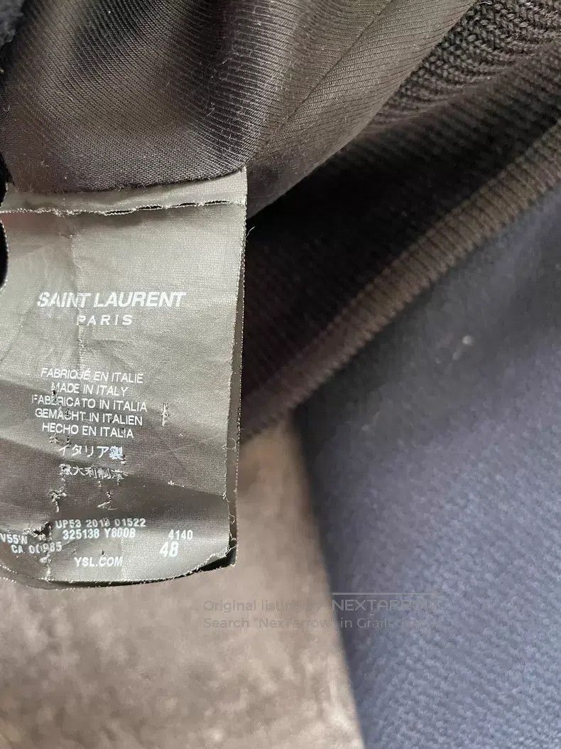 Saint Laurent Paris Saint Laurent Paris Navy Blue Patchwork Wool Baseball Jack Size US M / EU 48-50 / 2 - 5 Thumbnail