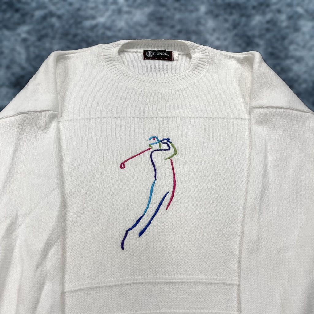 Vintage VINTAGE Tundra Golf Sweater Mens 2XL White Embroidered Crewneck 90s Knit Pullover Shirt Size US XXL / EU 58 / 5 - 1 Thumbnail