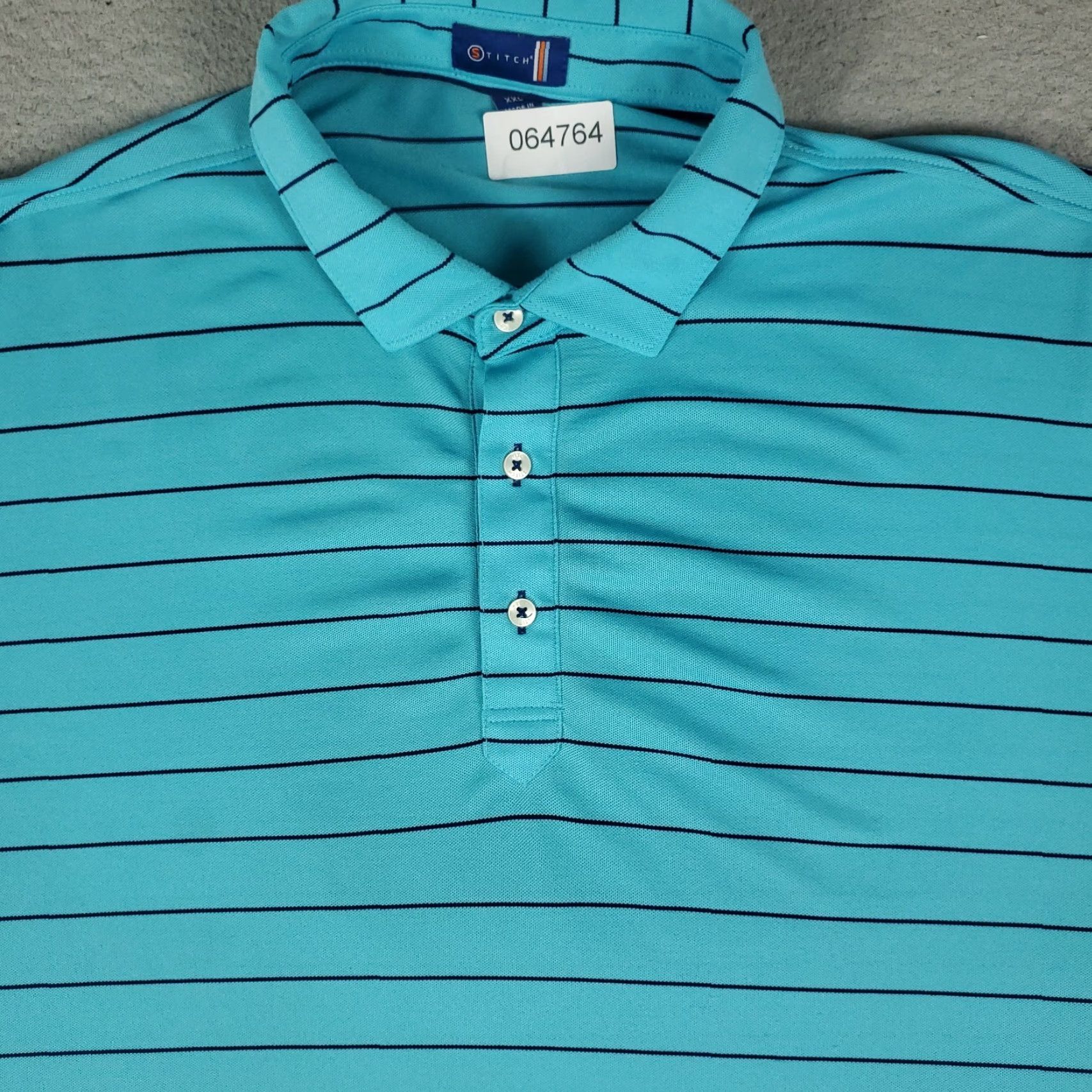 Vintage Stitch Polo Shirt Size 2XL Blue Striped Golf Casual Short Sleeve Mens Size US XXL / EU 58 / 5 - 2 Thumbnail