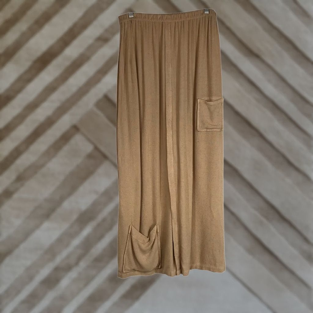 Vintage VINTAGE? No. Jules Pants Beige Knit Cargo Pockets Relaxed Wide-Leg Cotton Blend Pull On Women S-M Size? (Wait) Size 28" / US 6 / IT 42 - 1 Thumbnail