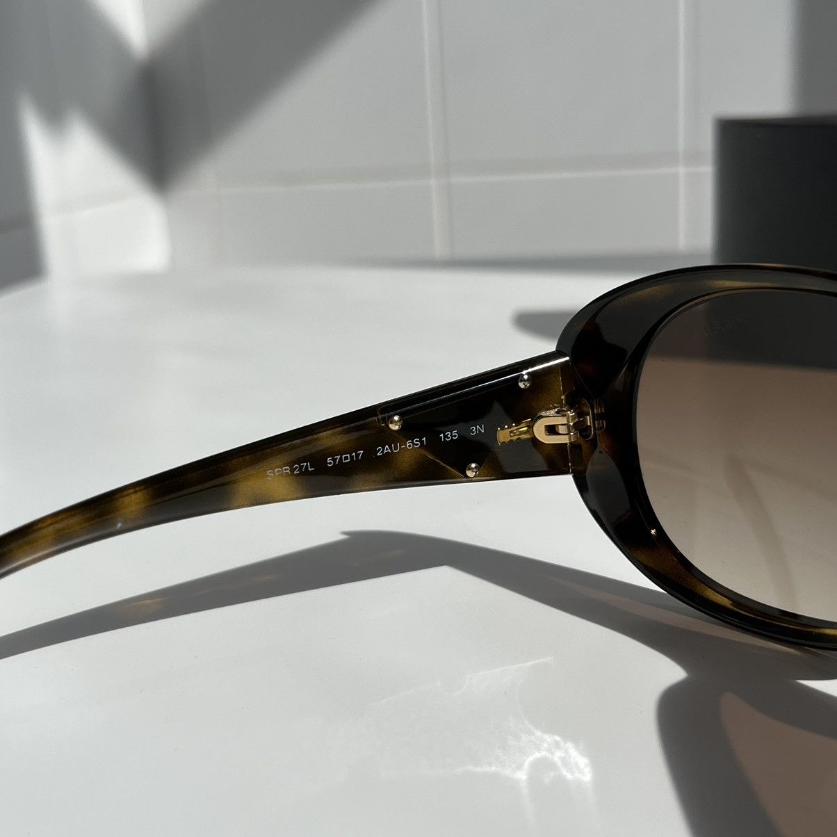 Prada Prada Oval Leopard Sunglasses with Prada triangles SPR 27L Size ONE SIZE - 4 Thumbnail