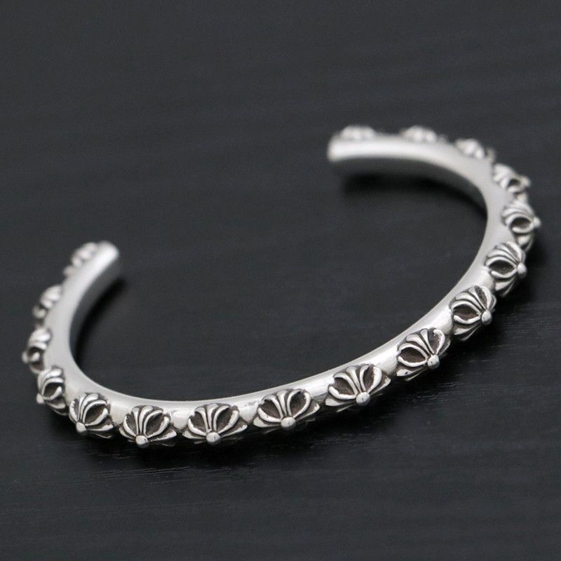 image of Chrome Hearts Cross Band Bangle in Silver, Men's