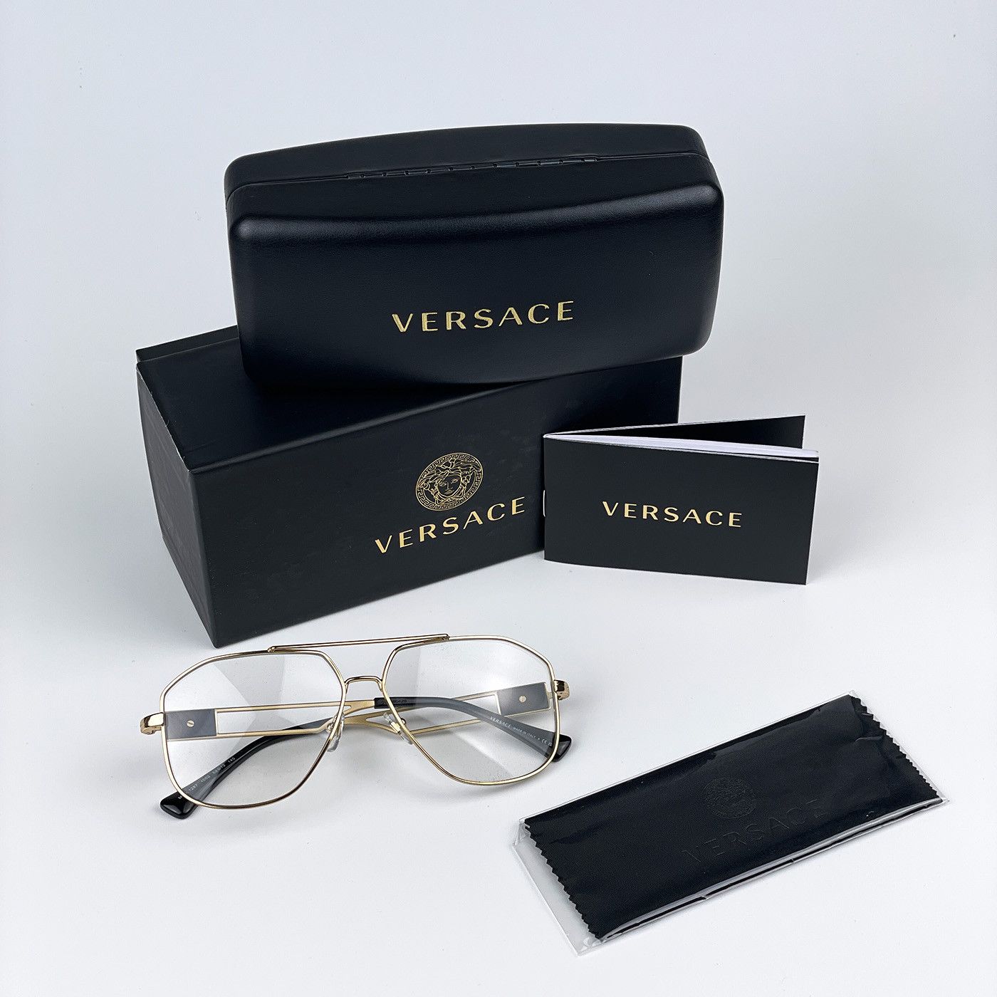 Versace NEW Versace VE1287 1002 Metal Pilot Men Unisex Eyeglasses Size ONE SIZE - 13 Thumbnail