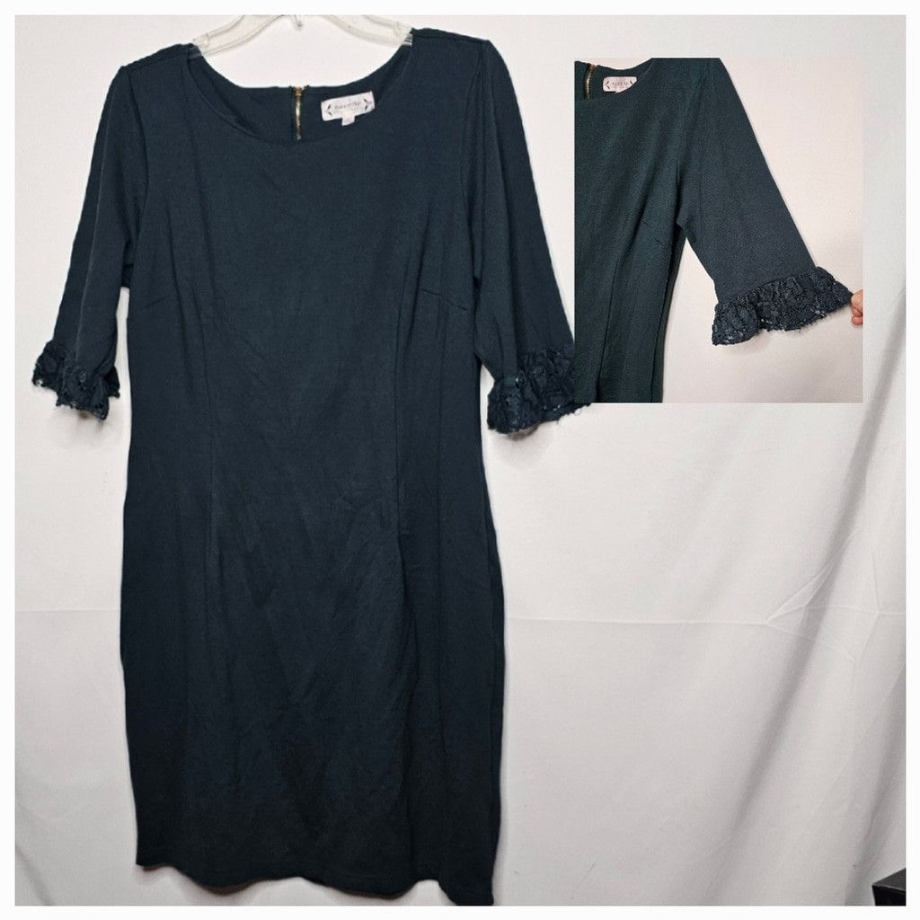 Nanette Lepore Nanette Lepore green 1/2 sleeve lace ruffle shift dress 14 Size XL / US 12-14 / IT 48-50 - 1 Thumbnail
