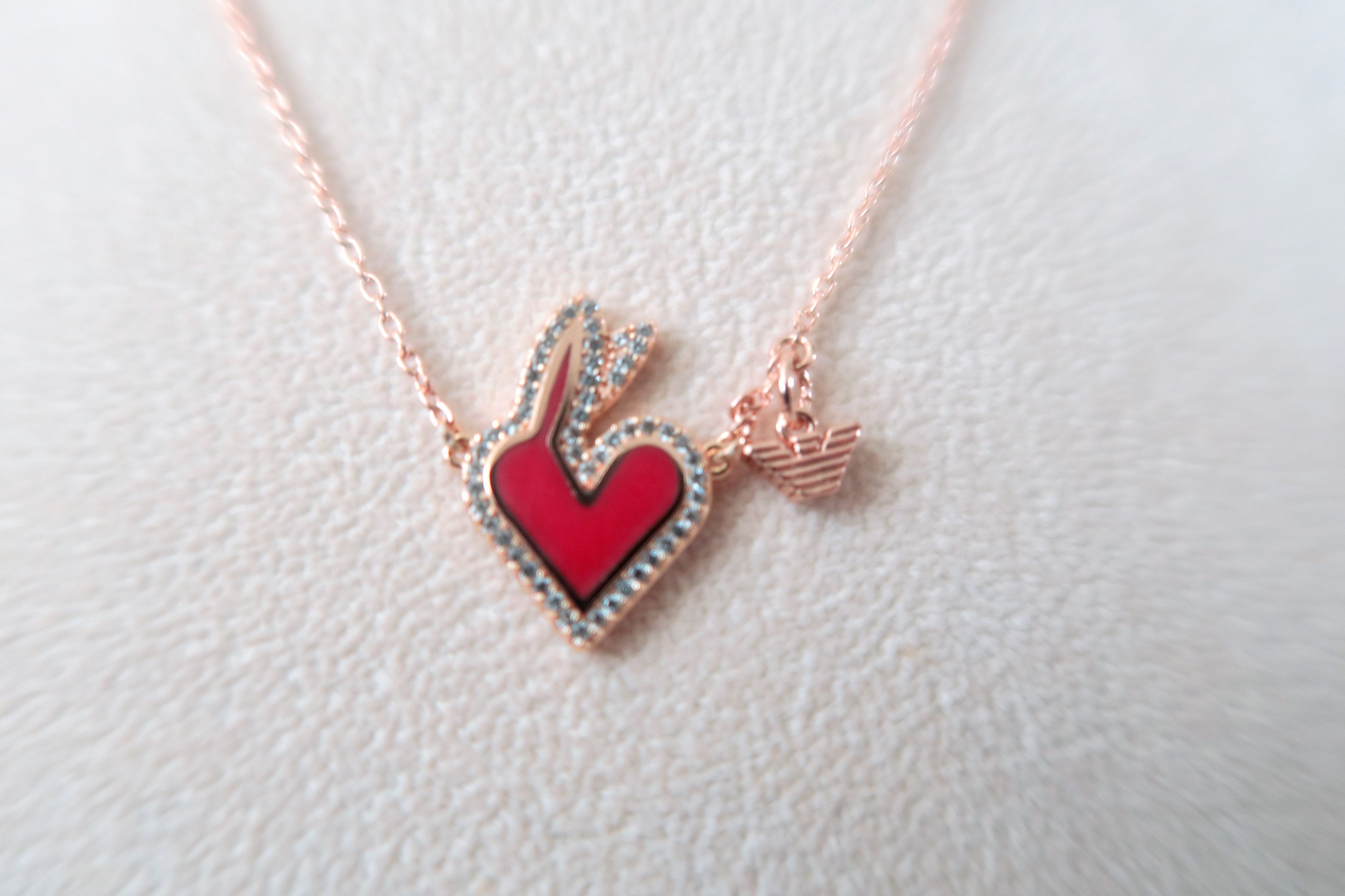 Emporio Armani Emporio Armani Red Rabbit Heart Lacquer Station Necklace Size ONE SIZE - 5 Thumbnail
