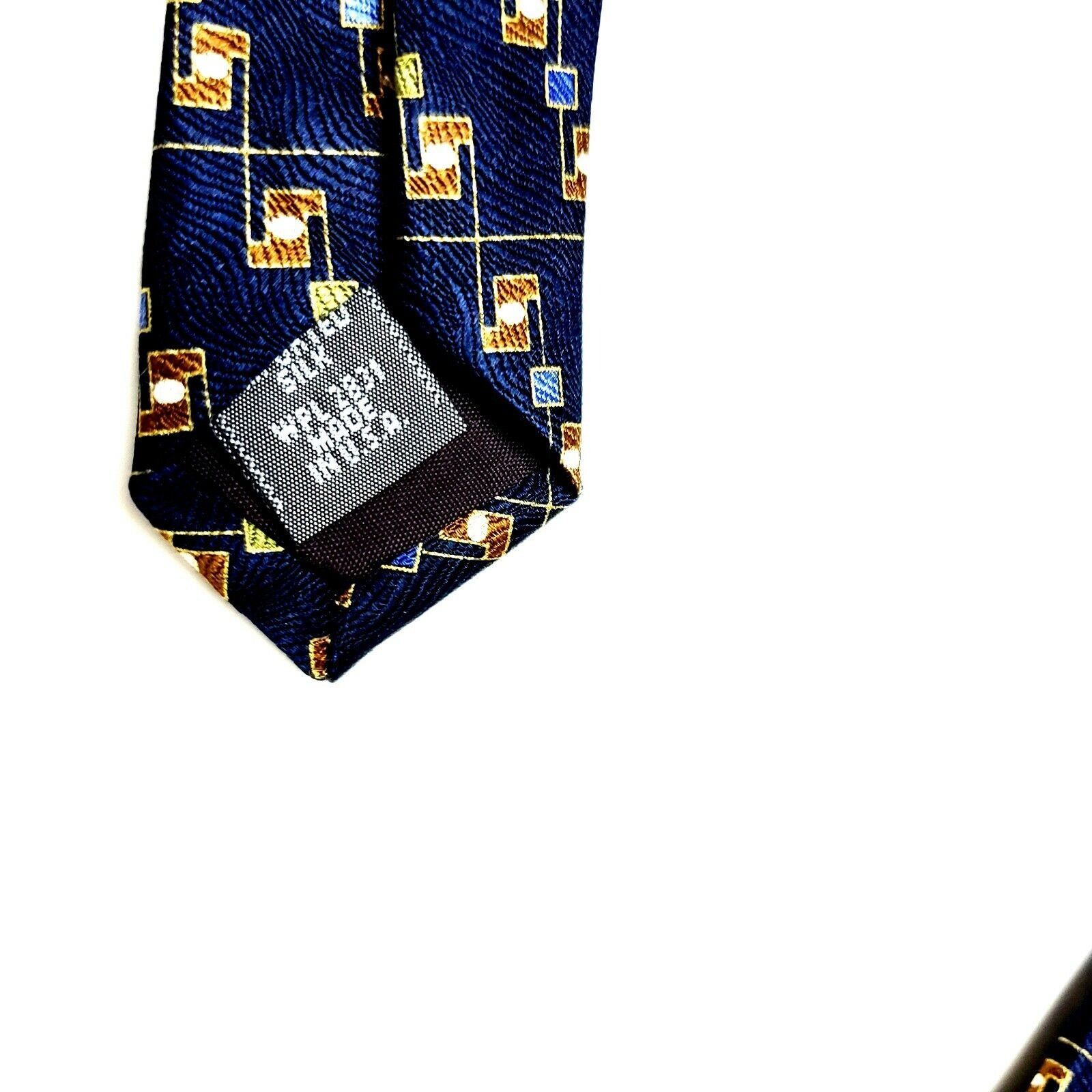Savile Row Savile Row Silk Tie Print Blue Geometric Size ONE SIZE - 4 Thumbnail