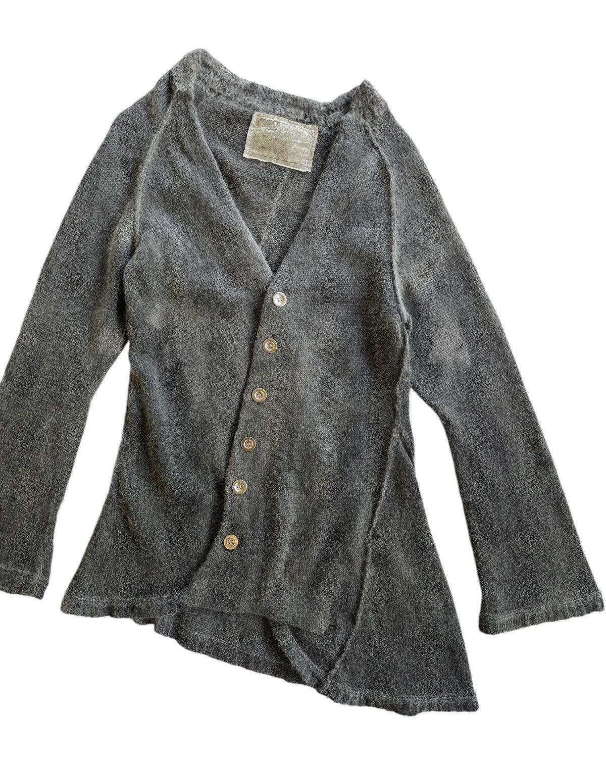Japanese Brand 2005 Ambient Iconic Assymetrical Wool Mohair Cardigan Size S / US 4 / IT 40 - 5 Thumbnail