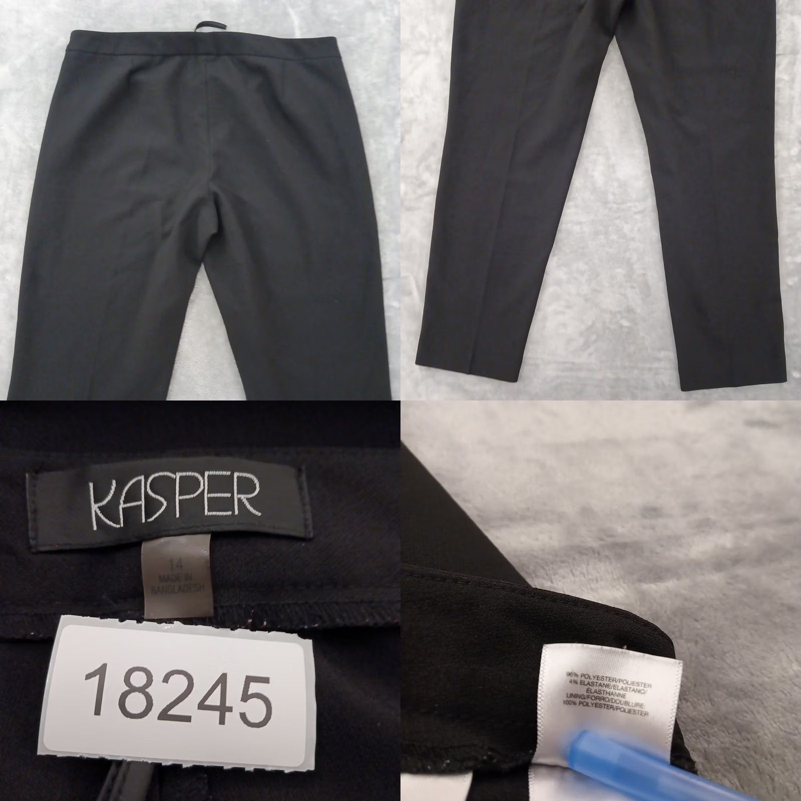 Kasper Kasper Dress Pants Womens Size 14 Black Pockets 38x29 Mid Rise Regular Inseam 29 in Straight Pants Women Size 36" / US 14 / IT 50 - 8 Thumbnail