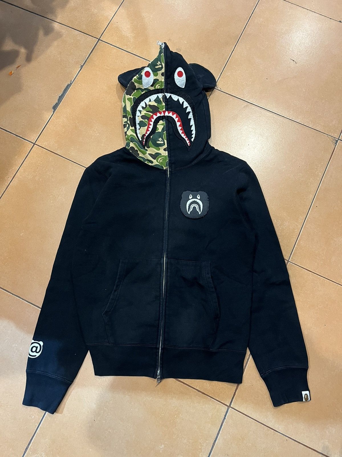 image of Bape Wgm Sharks Full Zip Hoodie in Black, Men's (Size Medium)