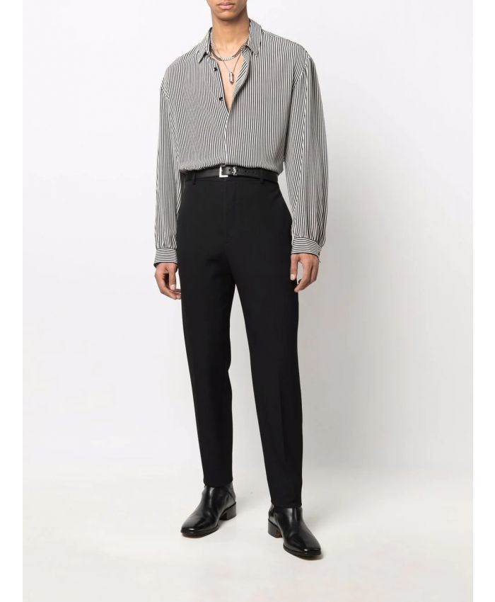 Saint Laurent Paris o1bcso1str1124 Striped Crepe Oversized Shirts in Black/White Size US S / EU 44-46 / 1 - 2 Thumbnail