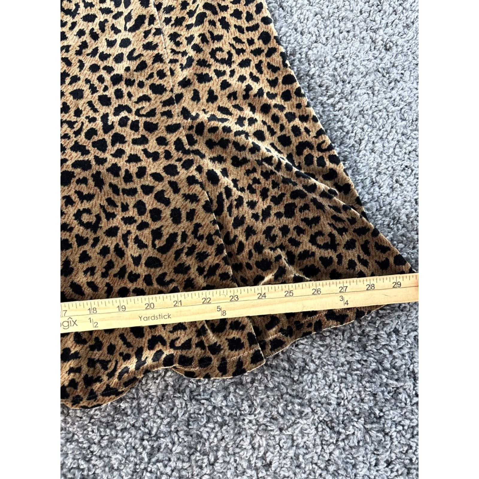 Vintage VINTAGE Notations Skirt Womens Large Midi Velvet Cheetah Animal Print Brown Polyester Spandex Mid Length Straight Pencil Mens? Size 36" / US 14 / IT 50 - 3 Thumbnail